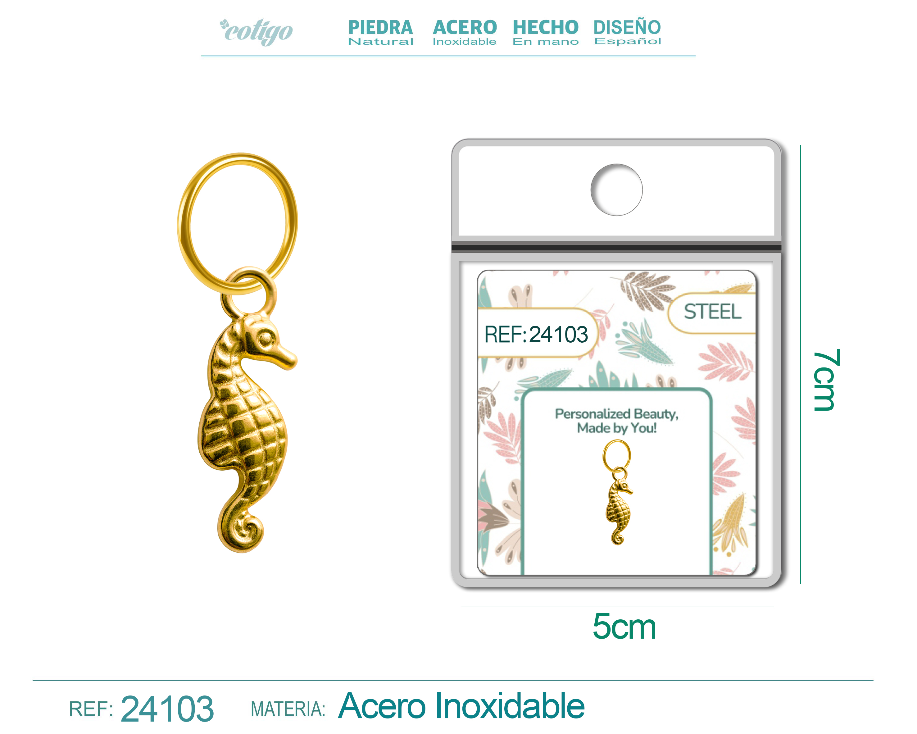 CHARM Acero Dorado Chapado Oro 14 K