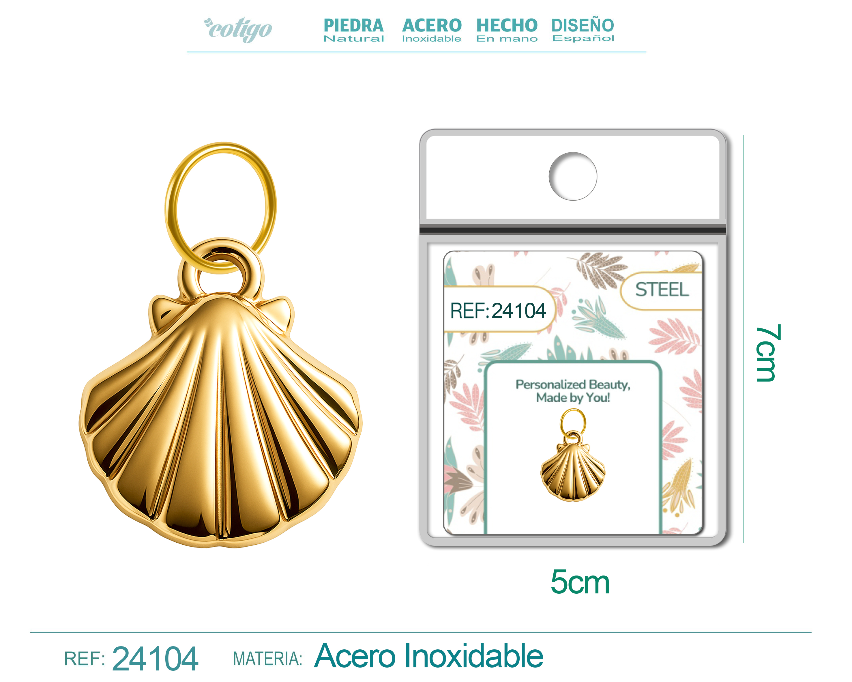 CHARM Acero Dorado Chapado Oro 14 K