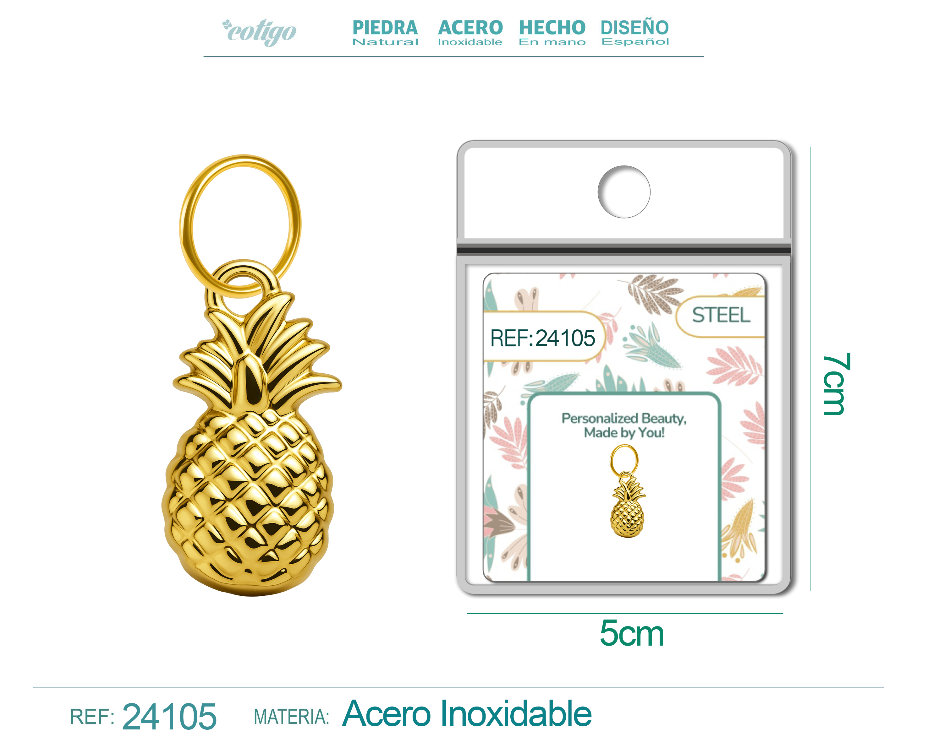 CHARM Acero Dorado Chapado Oro 14 K
