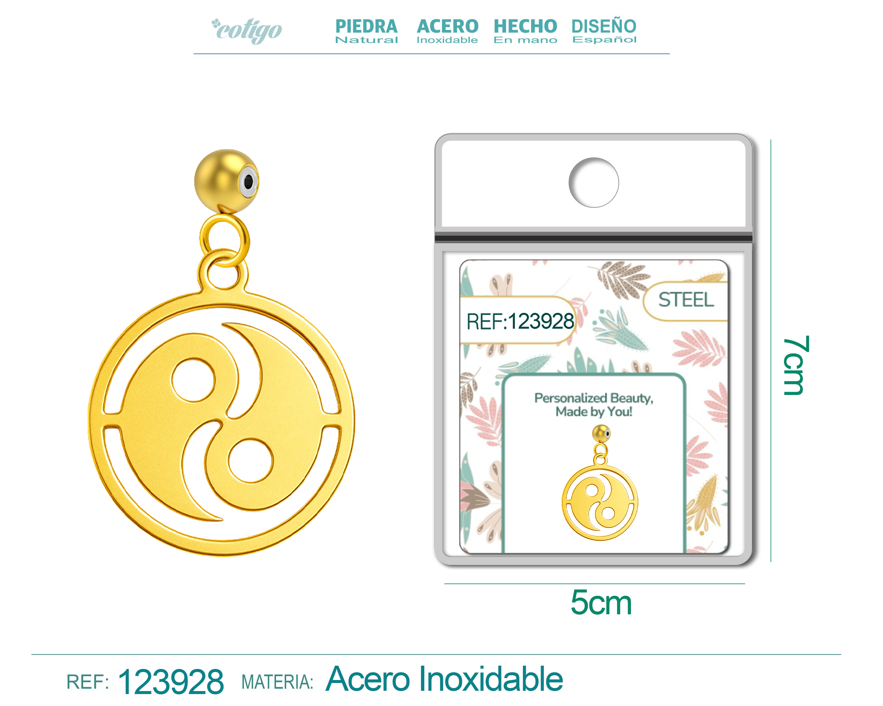 CHARM Acero Inoxidable color Dorado -con Bola de Goma