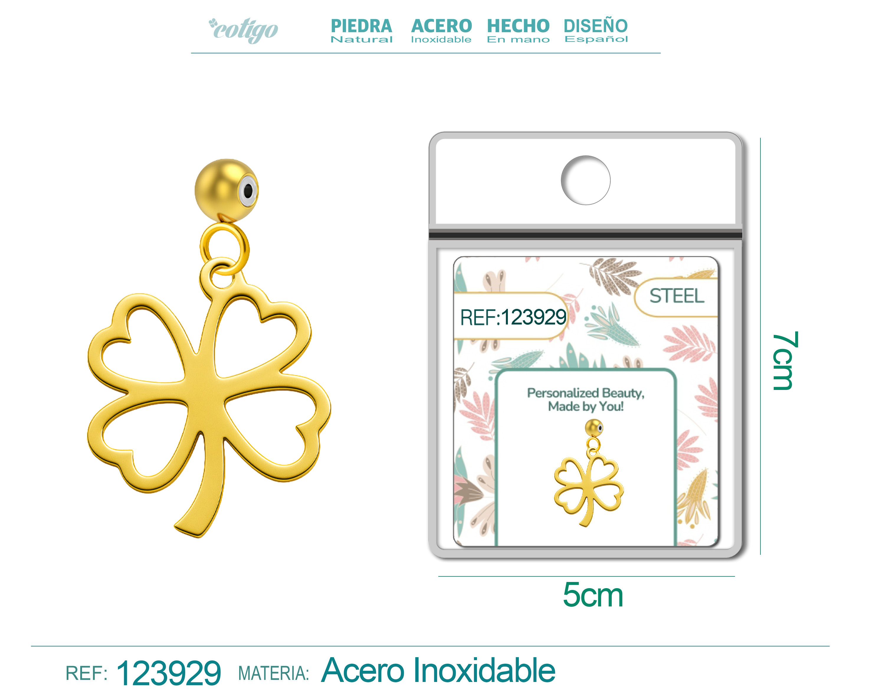 CHARM Acero Inoxidable color Dorado -con Bola de Goma