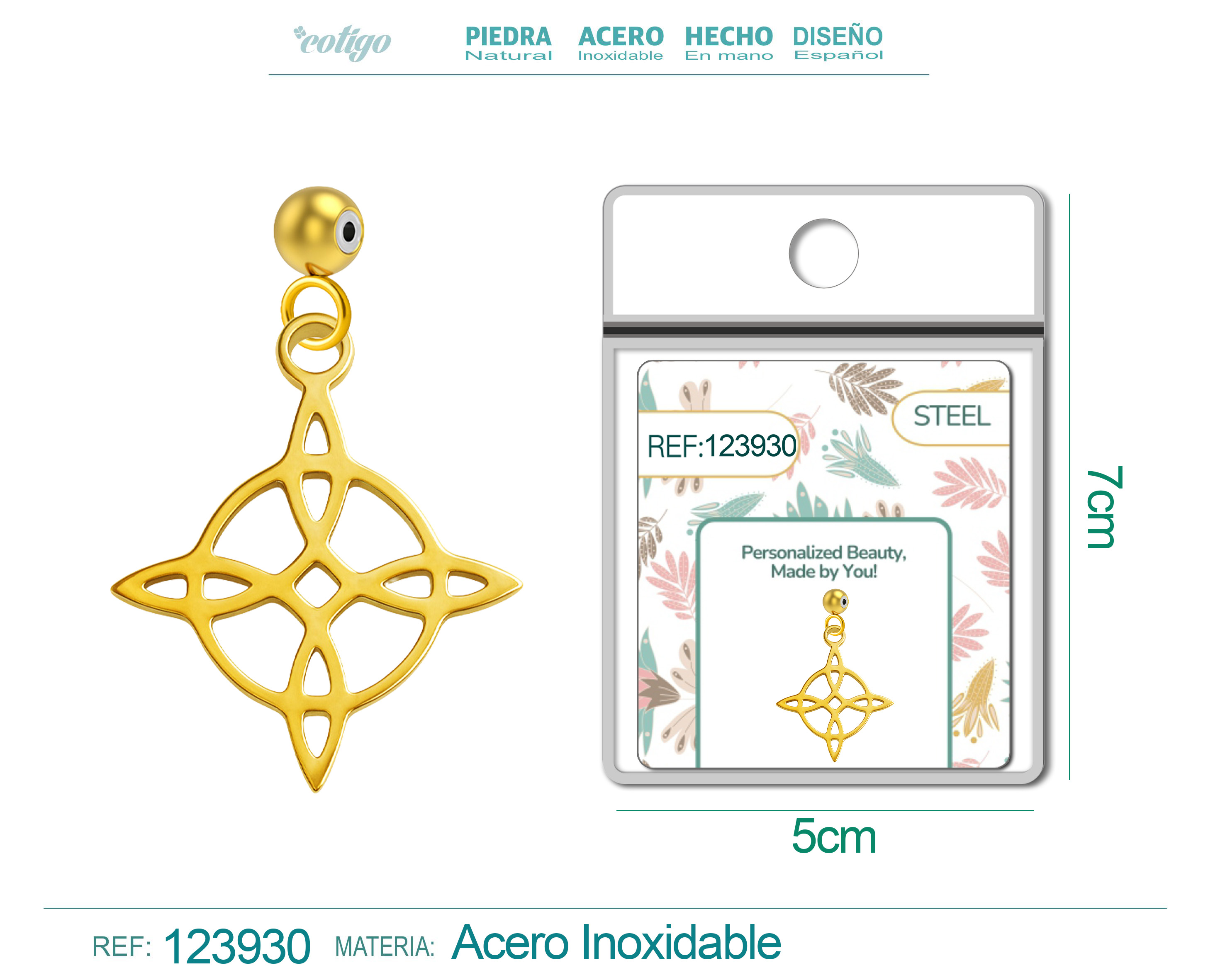 CHARM Acero Inoxidable color Dorado -con Bola de Goma