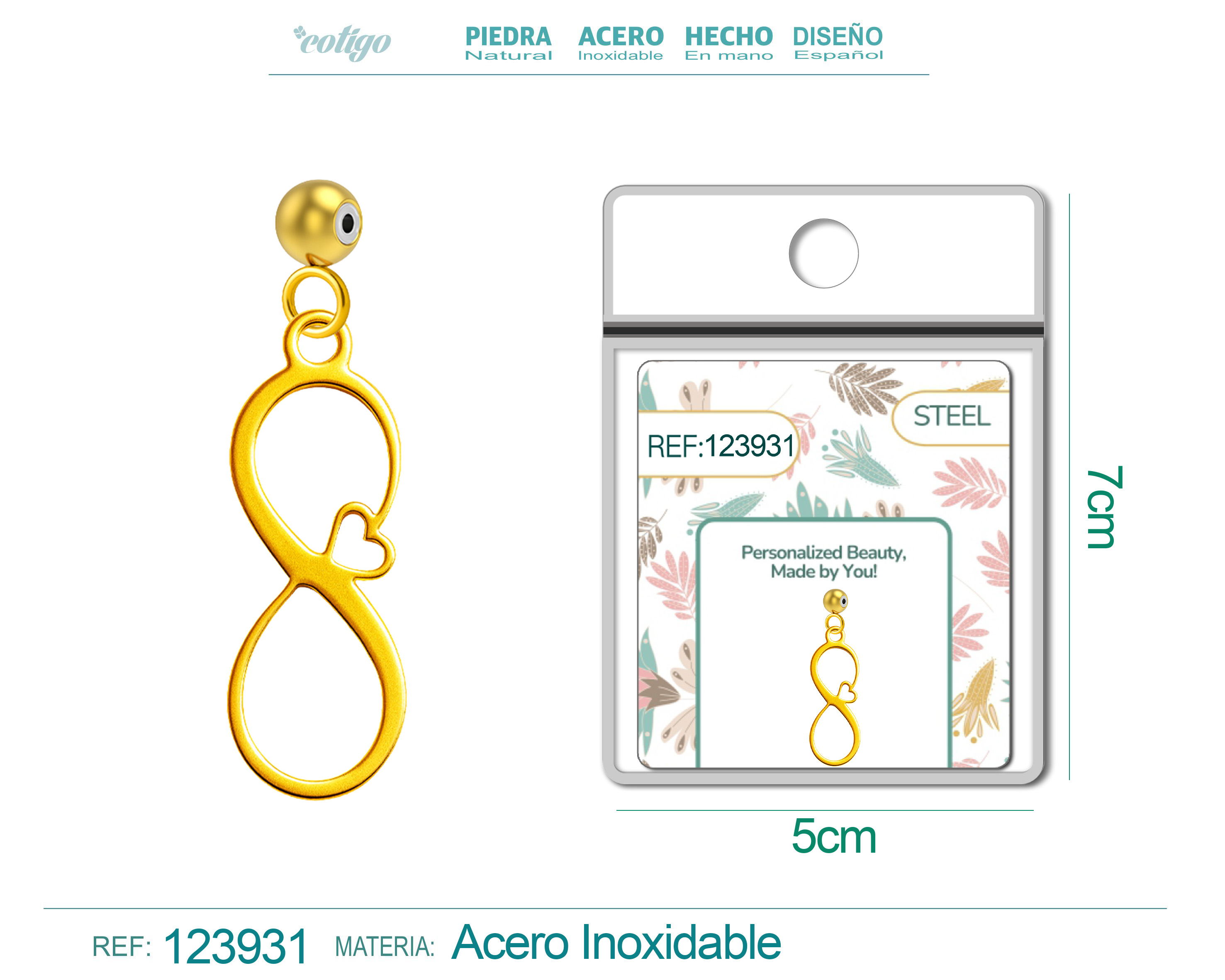 CHARM Acero Inoxidable color Dorado -con Bola de Goma