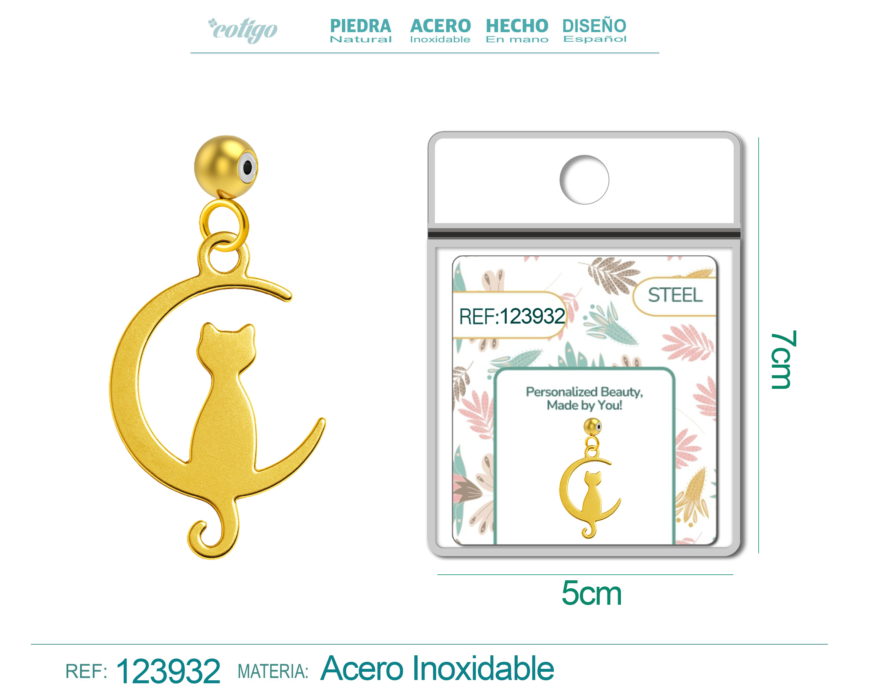 CHARM Acero Inoxidable color Dorado -con Bola de Goma