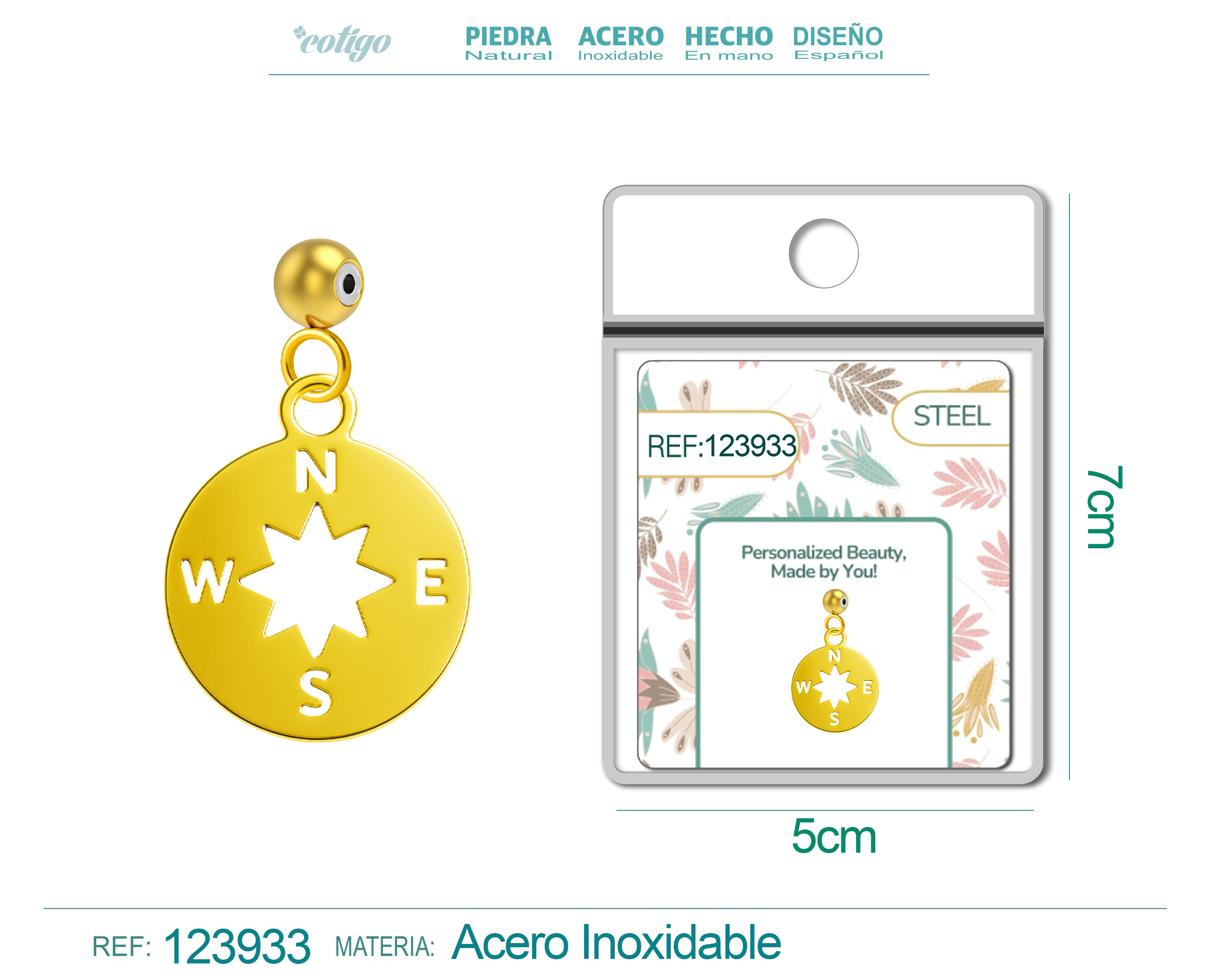 CHARM Acero Inoxidable color Dorado -con Bola de Goma