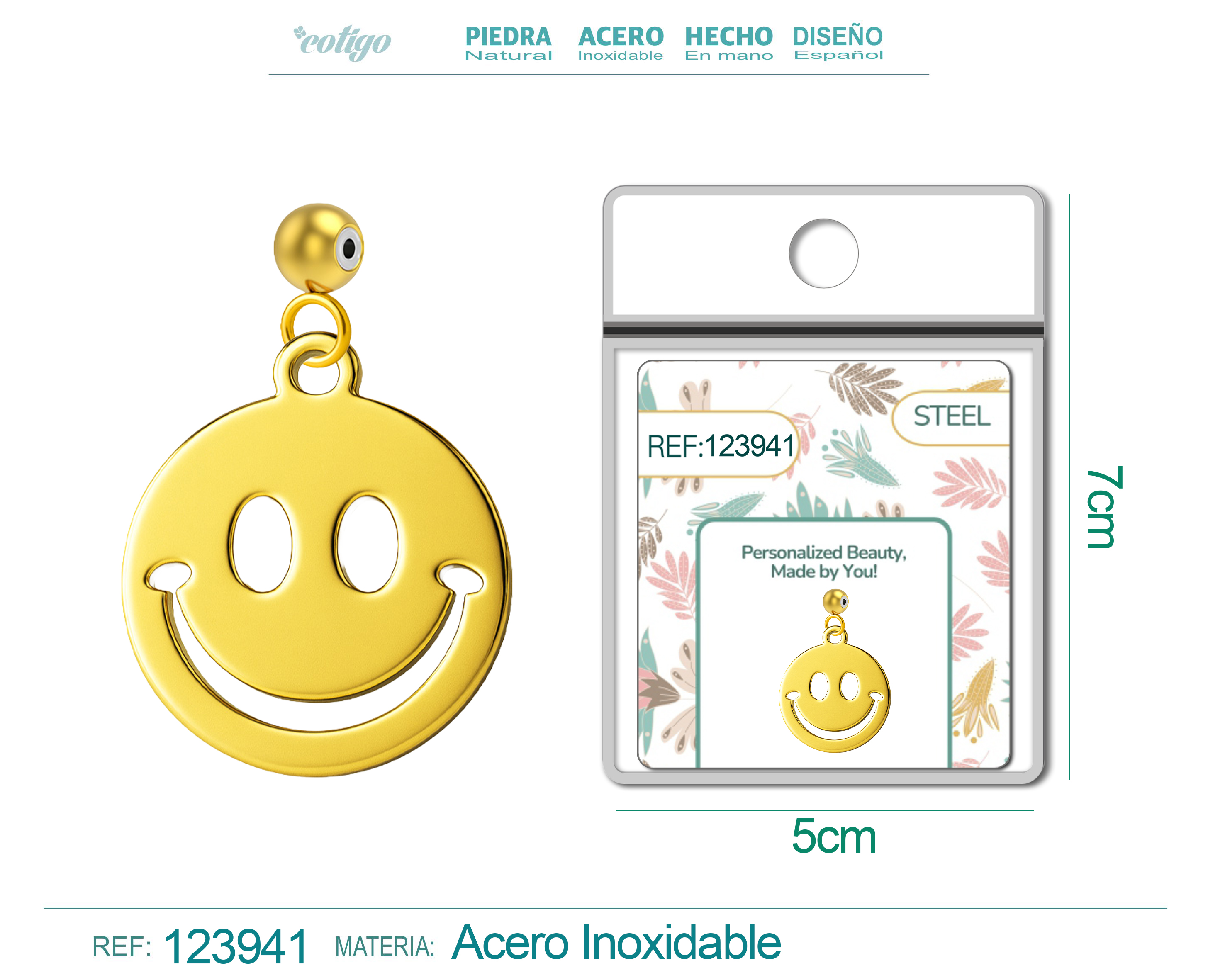 CHARM Acero Inoxidable color Dorado -con Bola de Goma