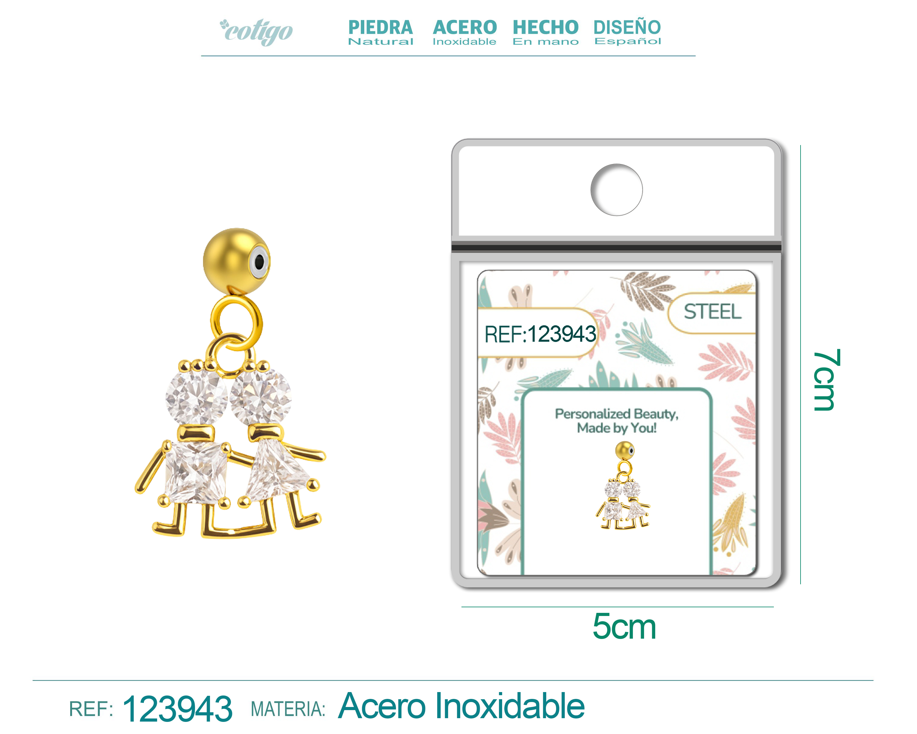 CHARM de Cobre Chapado Oro 14K con Circonita-con Bola de Goma