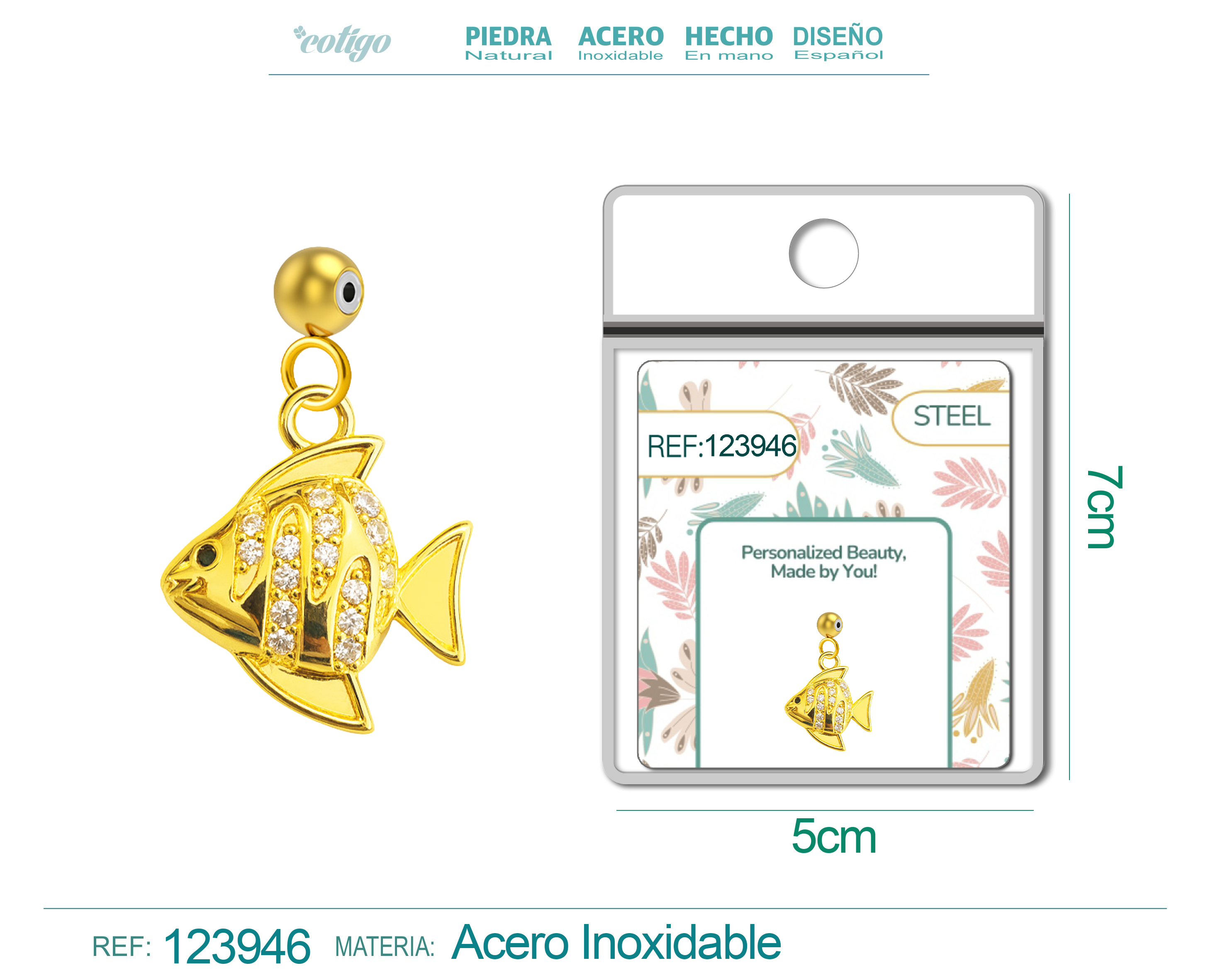 CHARM de Cobre Chapado Oro 14K con Circonita-con Bola de Goma