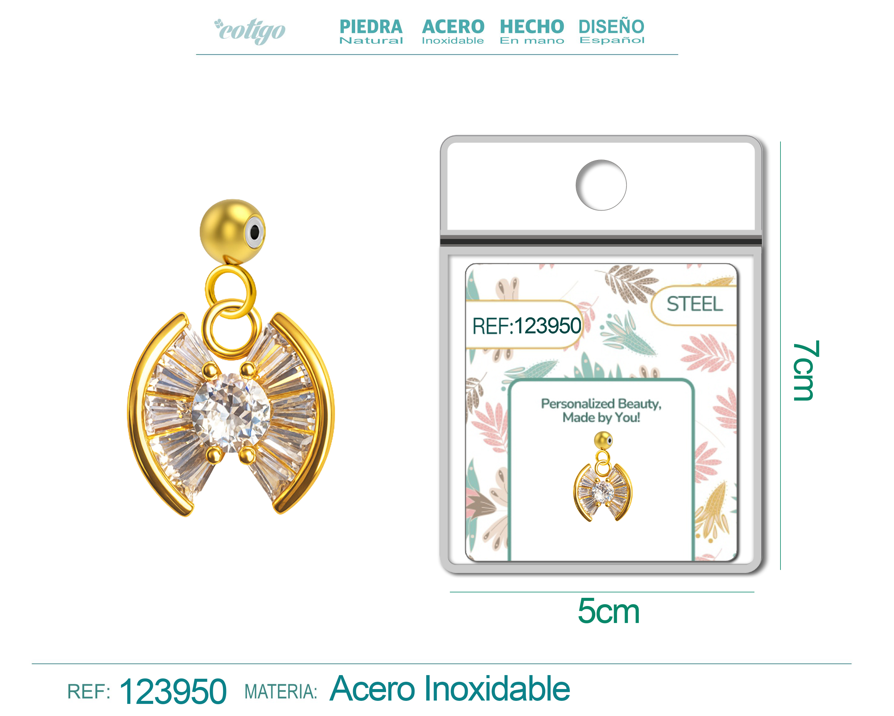 CHARM de Cobre Chapado Oro 14K con Circonita-con Bola de Goma