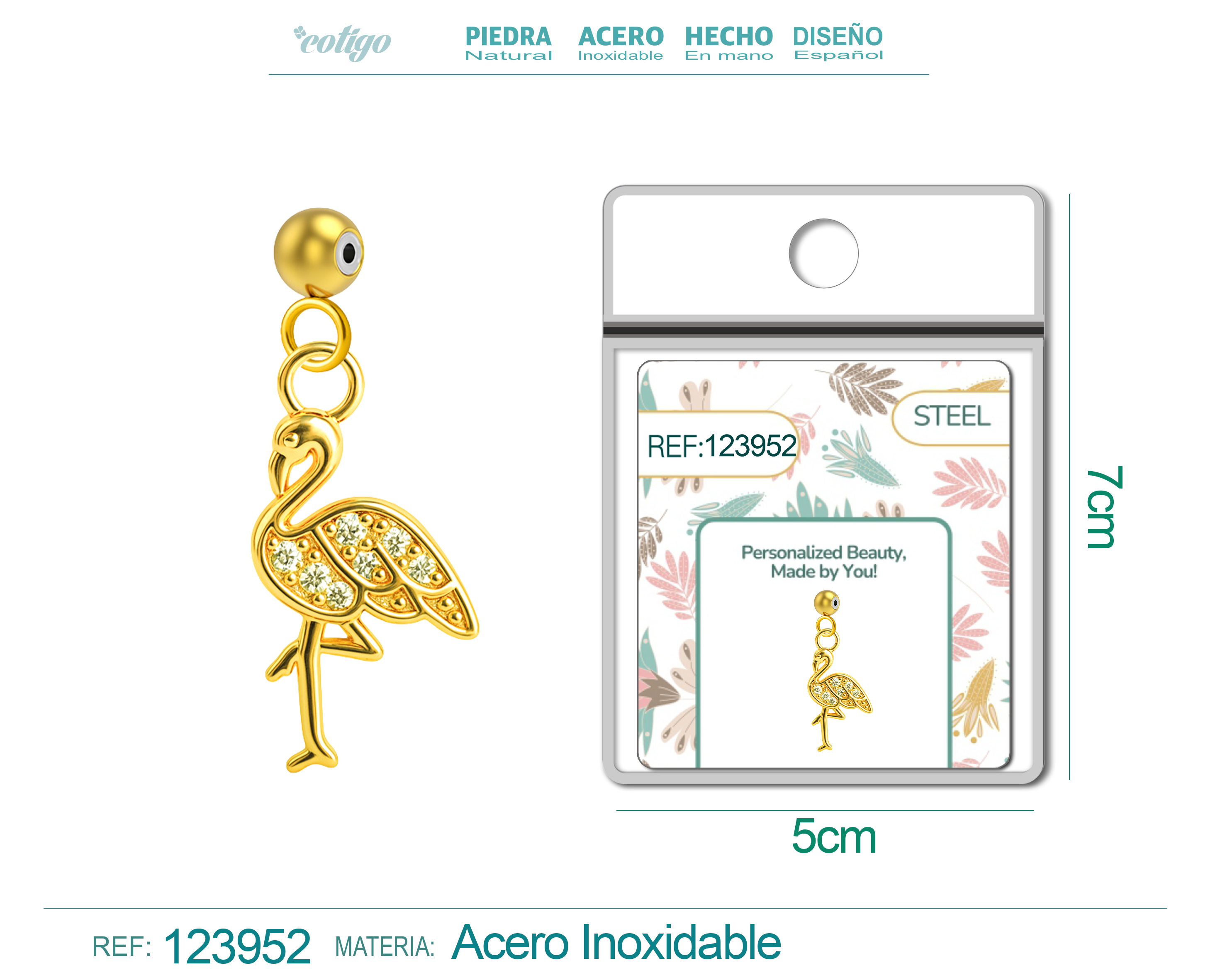 CHARM de Cobre Chapado Oro 14K con Circonita-con Bola de Goma