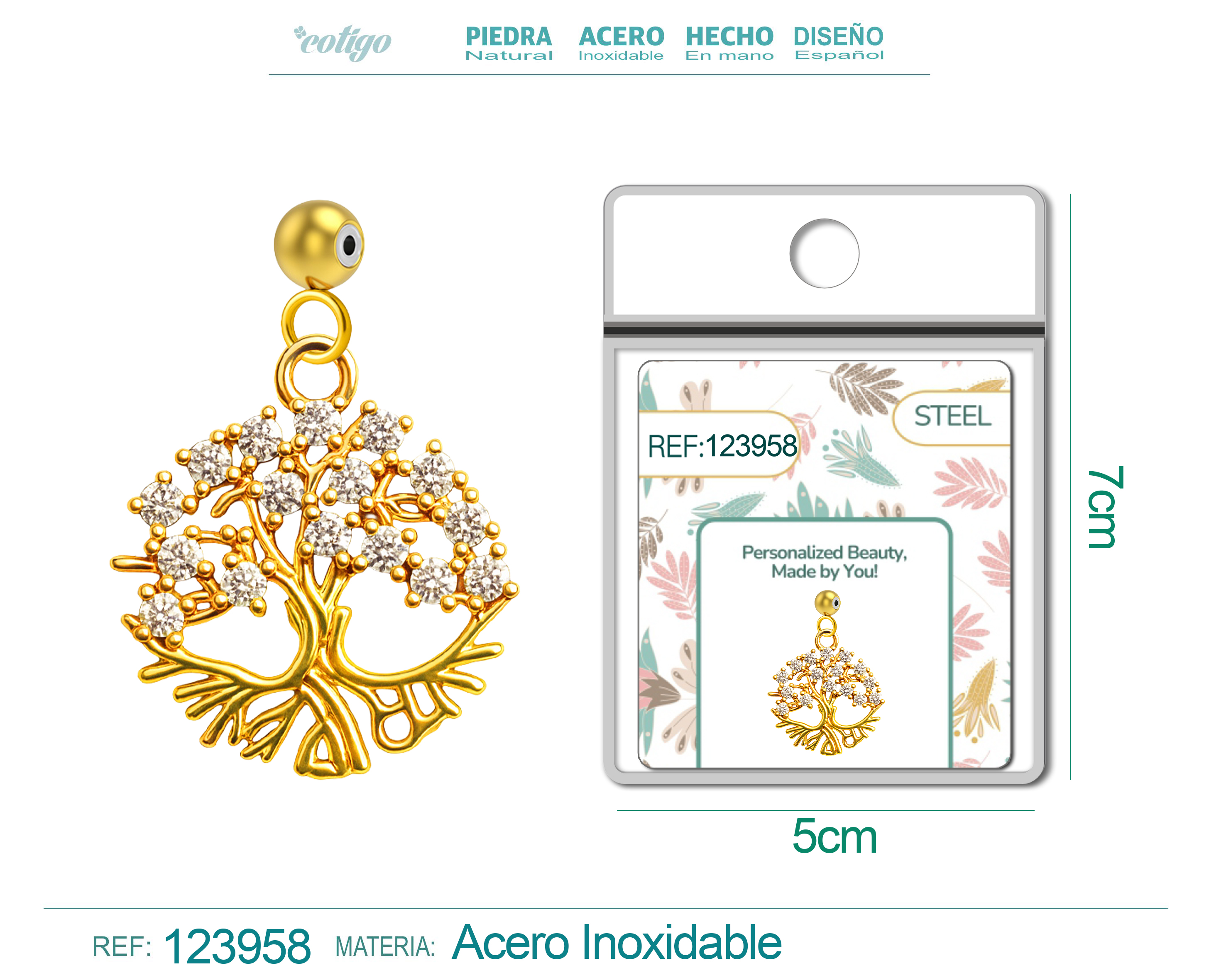 CHARM de Cobre Chapado Oro 14K con Circonita-con Bola de Goma