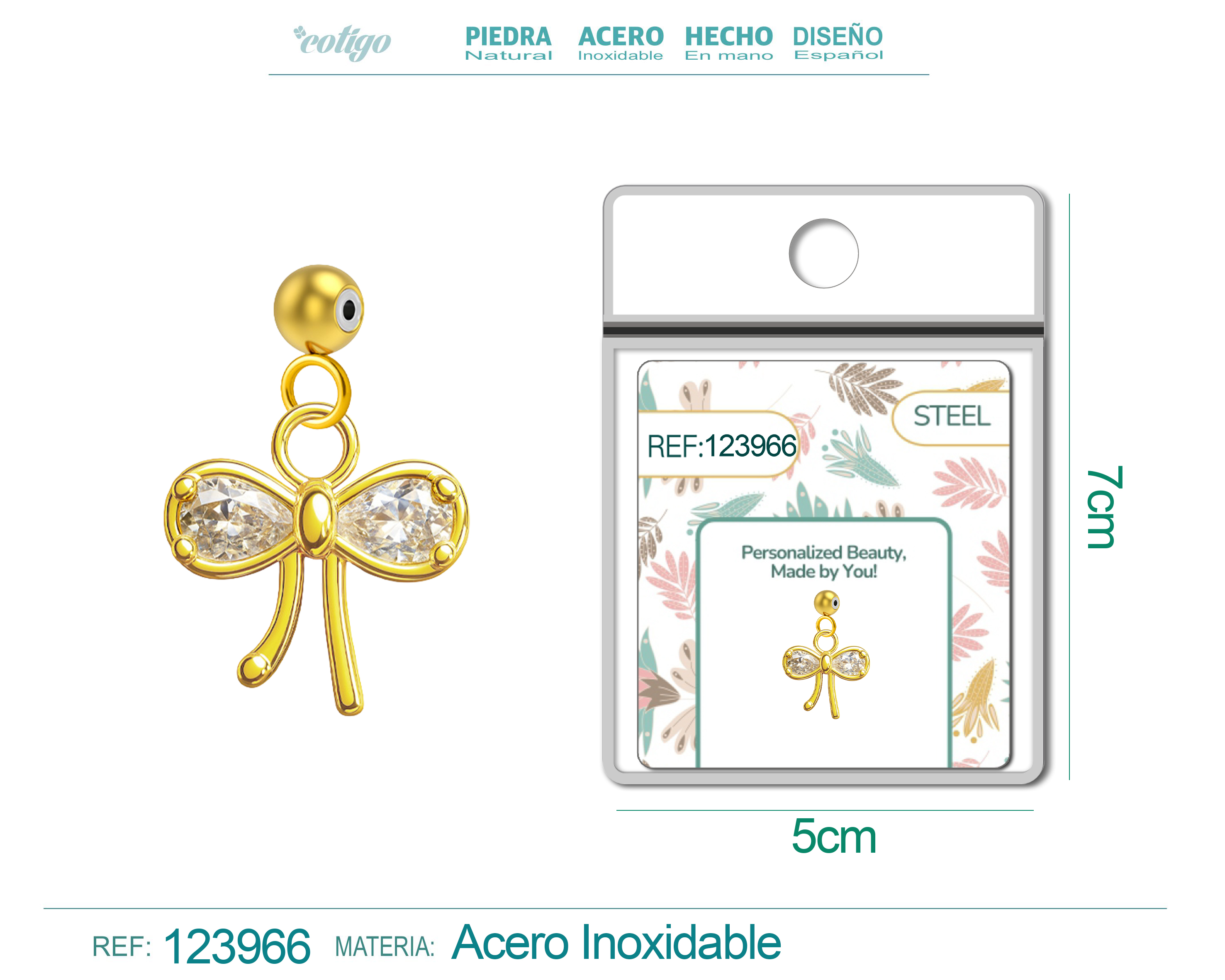 CHARM de Cobre Chapado Oro 14K con Circonita-con Bola de Goma