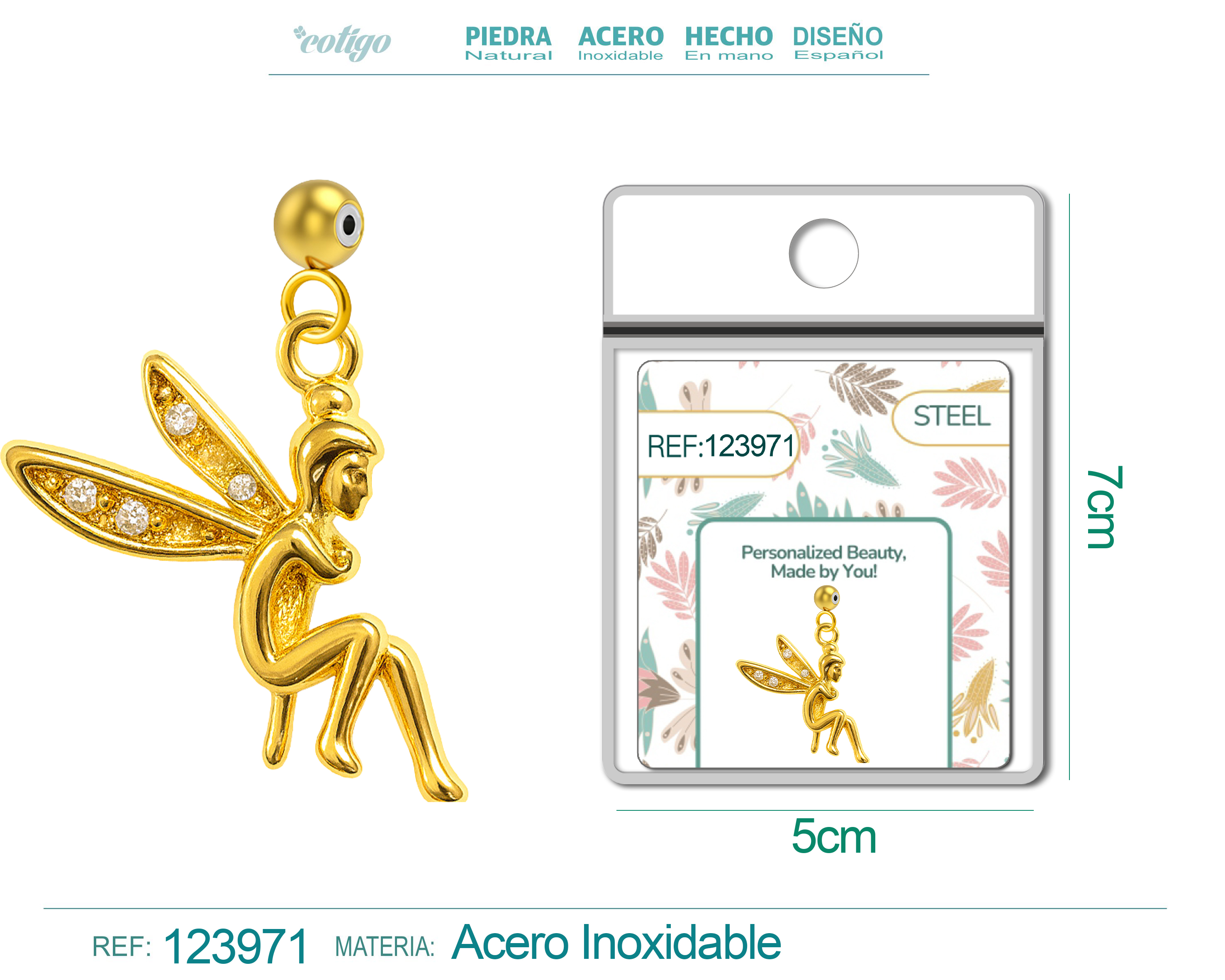 CHARM de Cobre Chapado Oro 14K con Circonita-con Bola de Goma