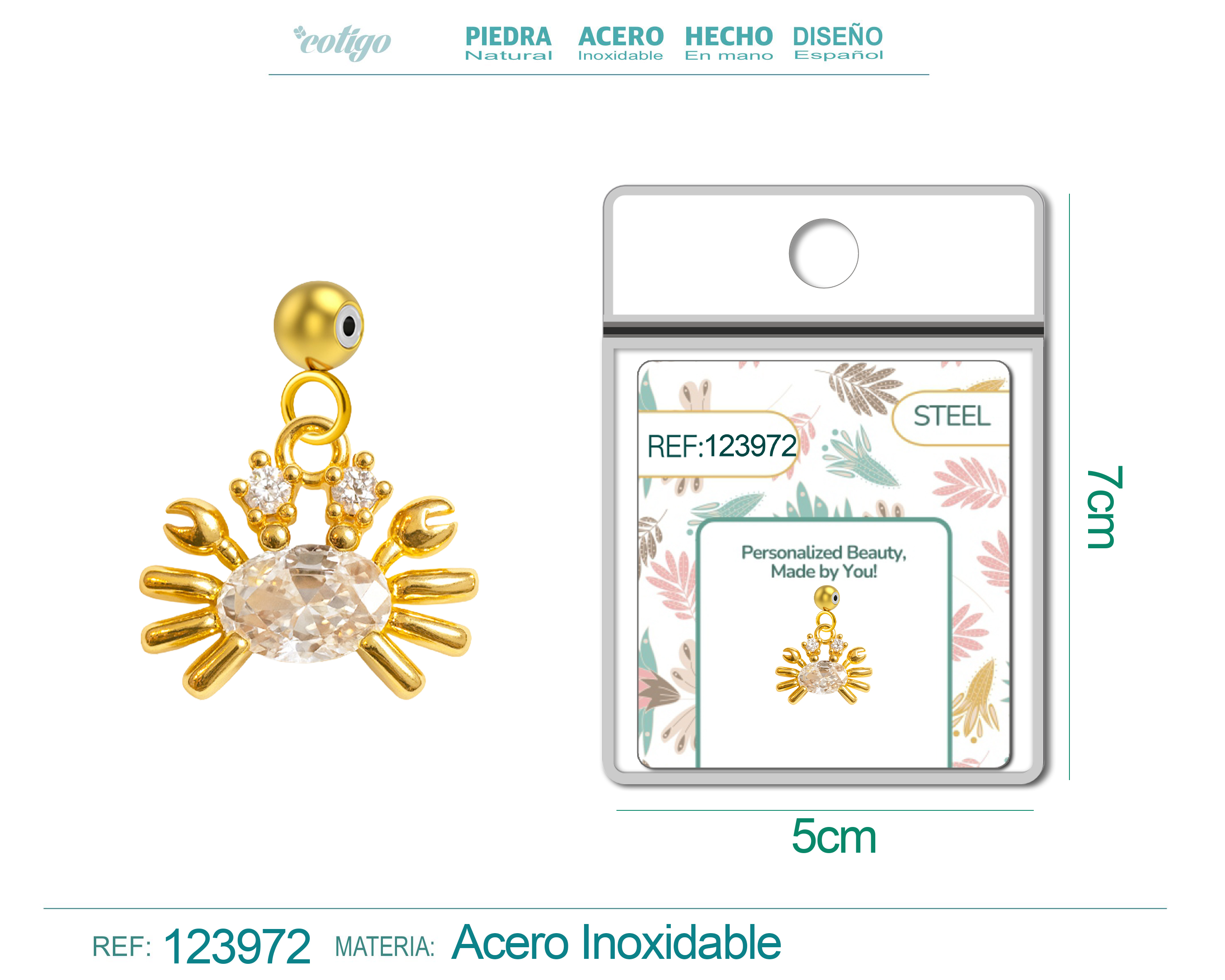 CHARM de Cobre Chapado Oro 14K con Circonita-con Bola de Goma