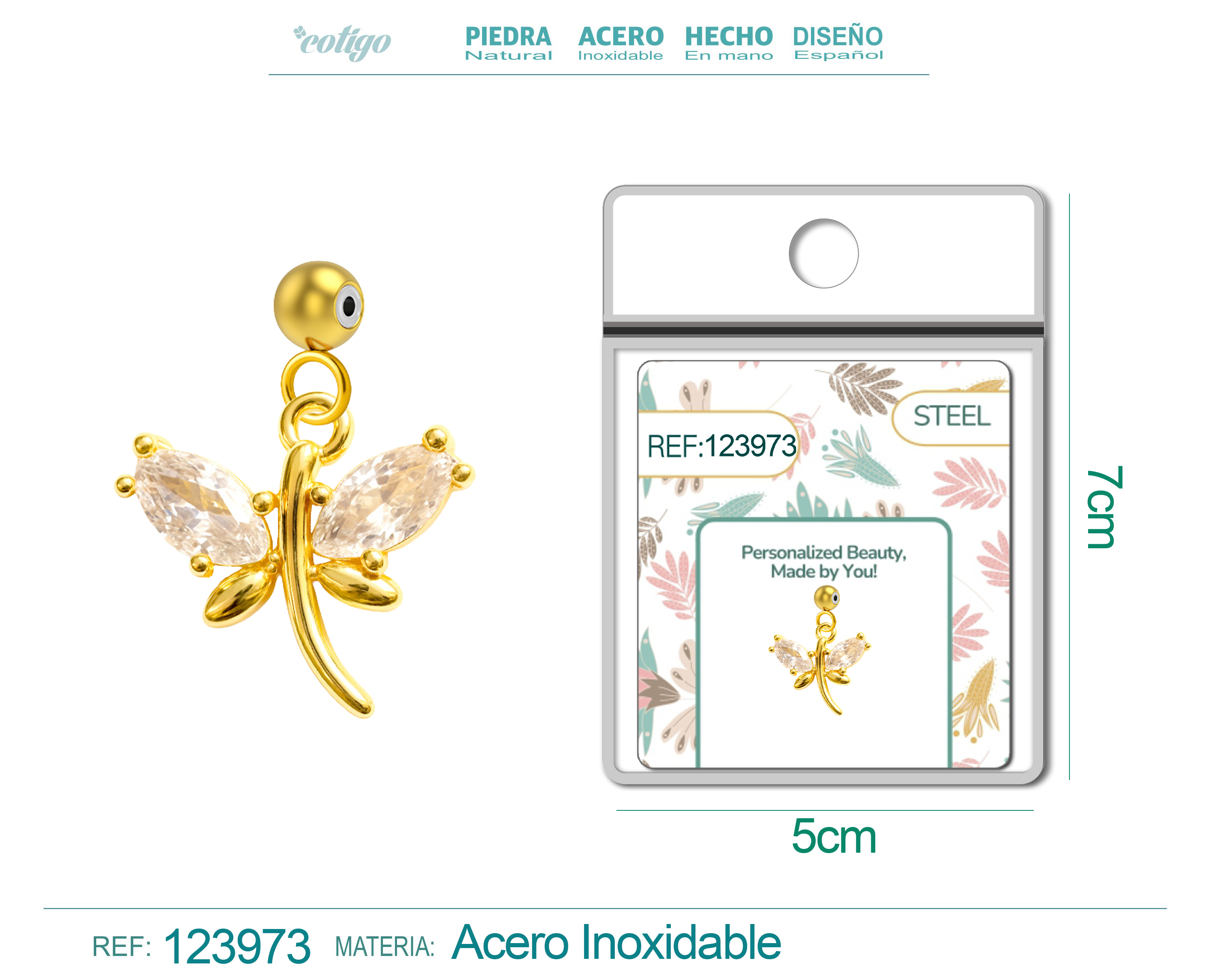 CHARM de Cobre Chapado Oro 14K con Circonita-con Bola de Goma