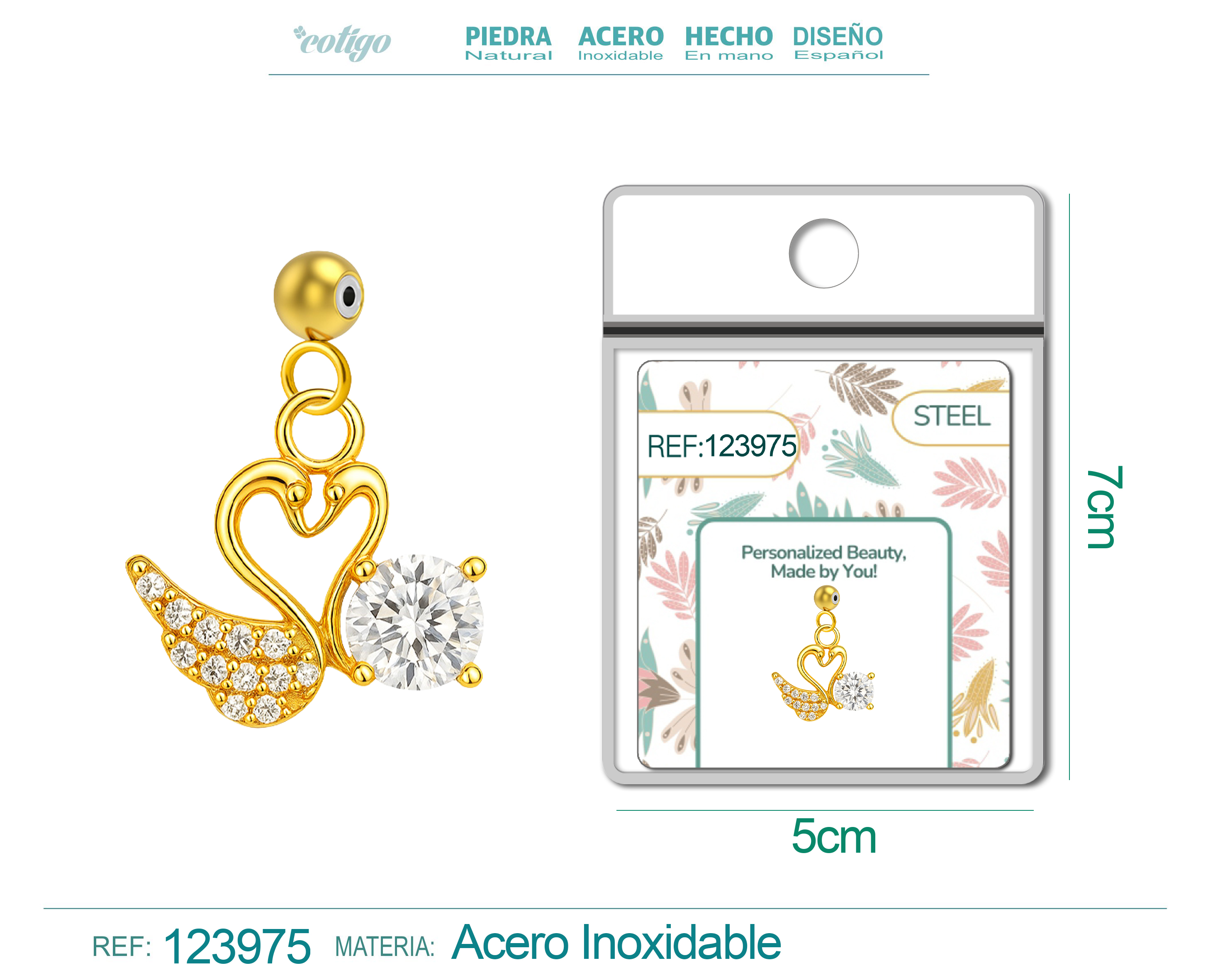 CHARM de Cobre Chapado Oro 14K con Circonita-con Bola de Goma