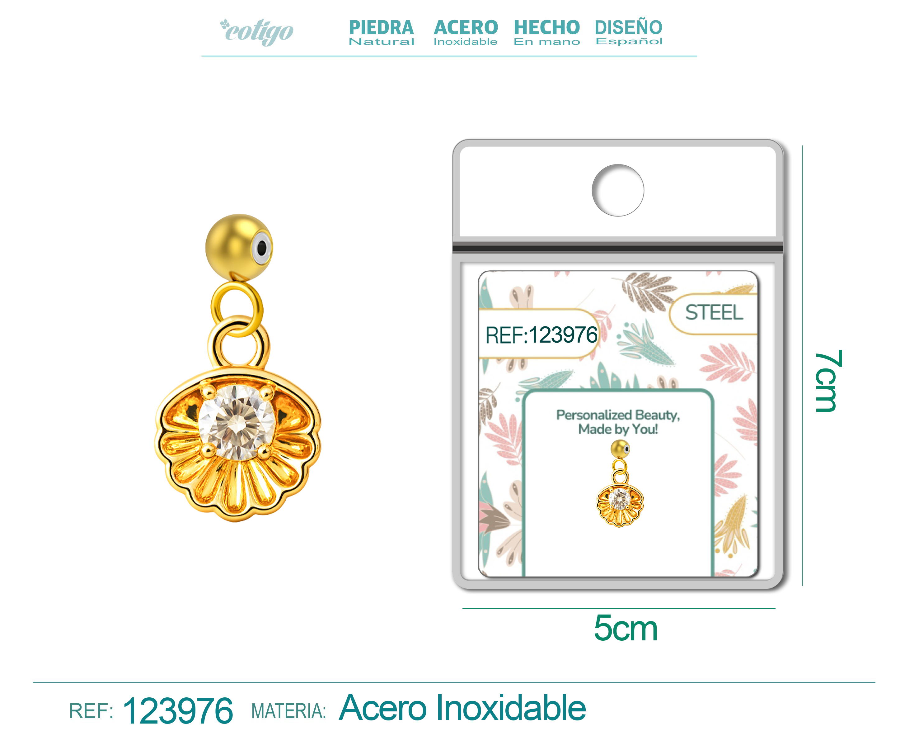 CHARM de Cobre Chapado Oro 14K con Circonita-con Bola de Goma