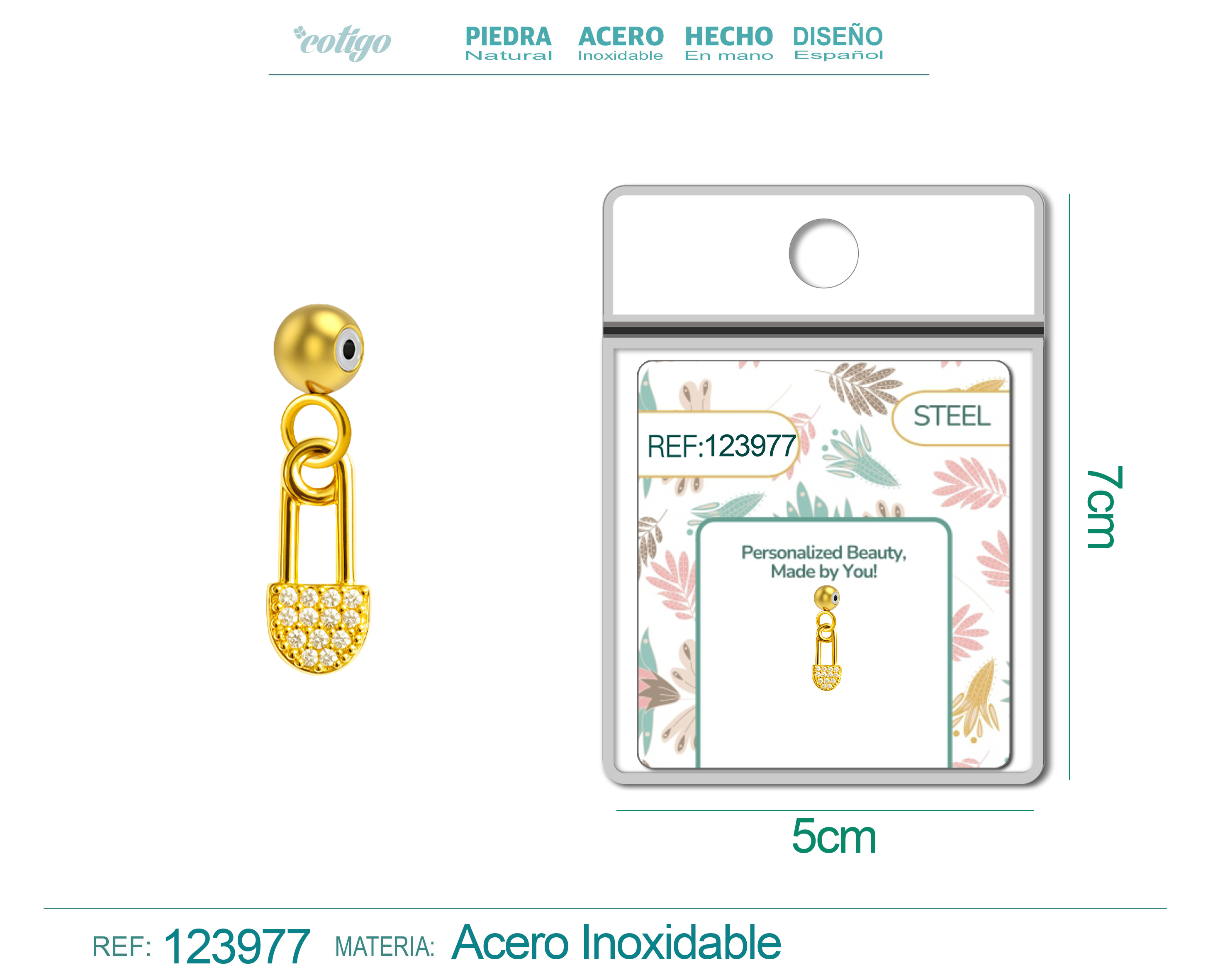 CHARM de Cobre Chapado Oro 14K con Circonita-con Bola de Goma