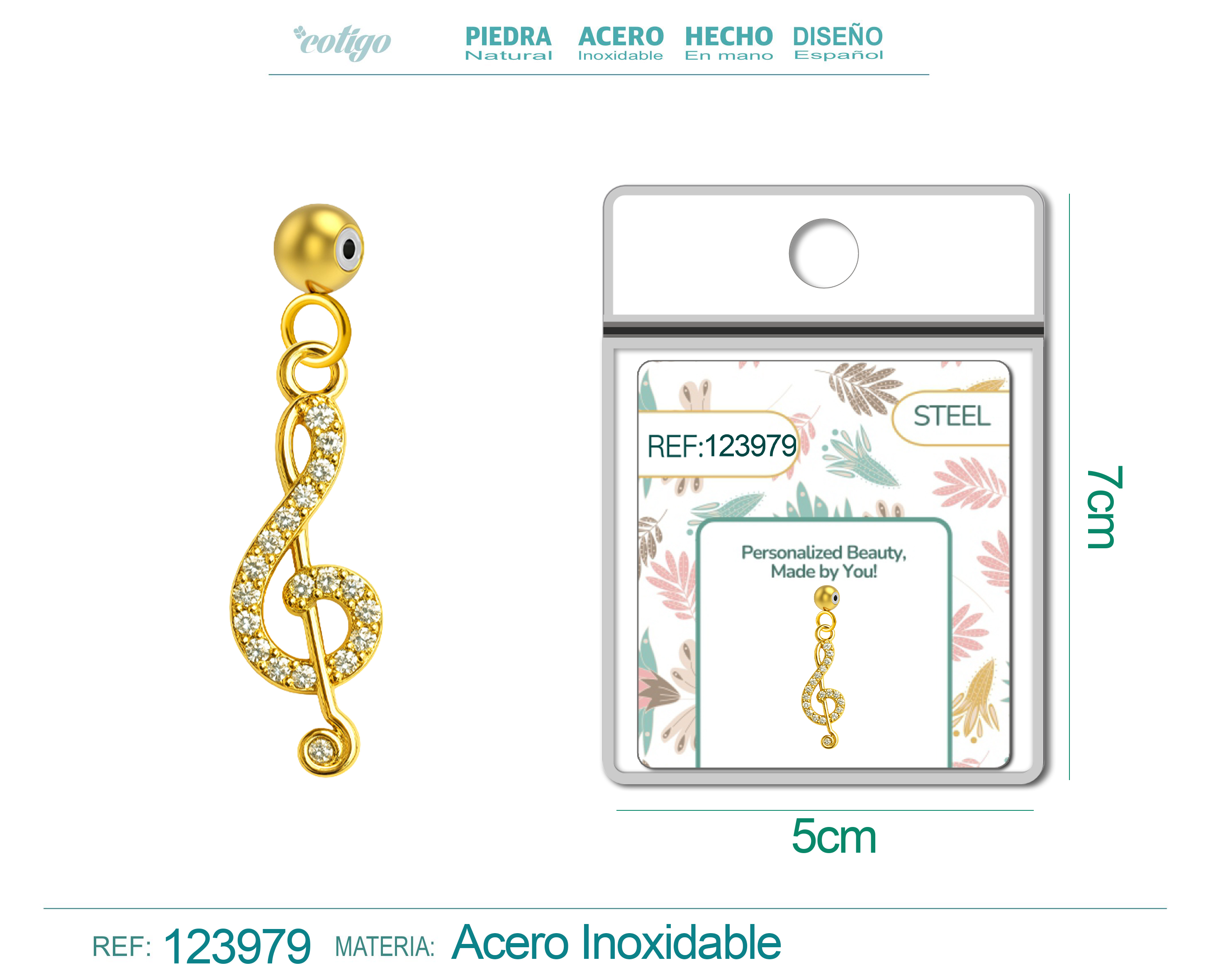 CHARM de Cobre Chapado Oro 14K con Circonita-con Bola de Goma