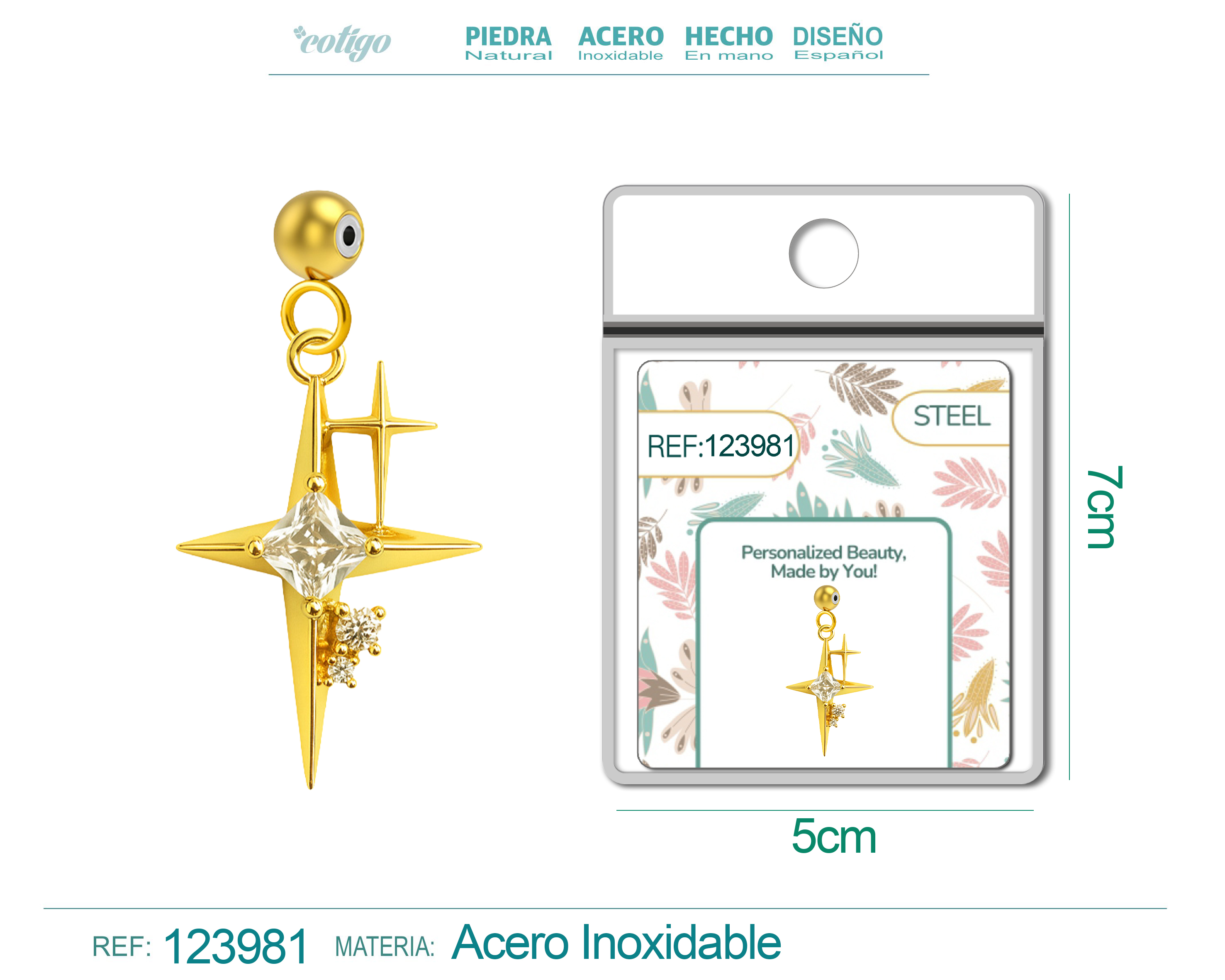CHARM de Cobre Chapado Oro 14K con Circonita-con Bola de Goma