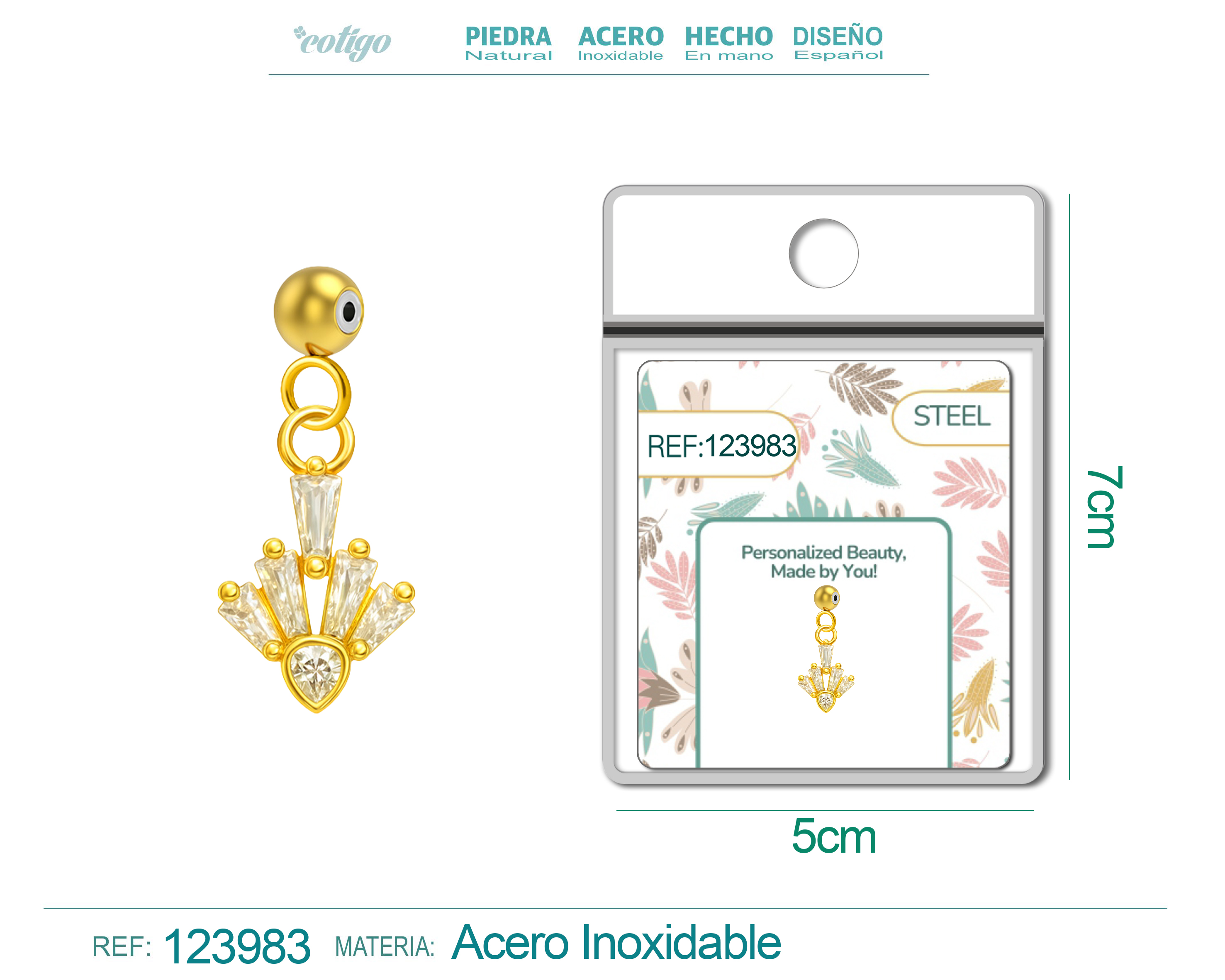 CHARM de Cobre Chapado Oro 14K con Circonita-con Bola de Goma