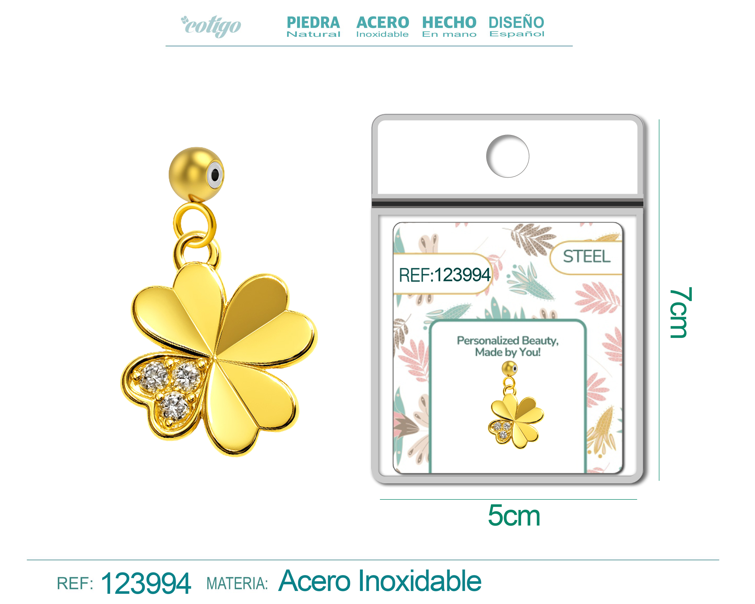 CHARM de Cobre Chapado Oro 14K con Circonita-con Bola de Goma