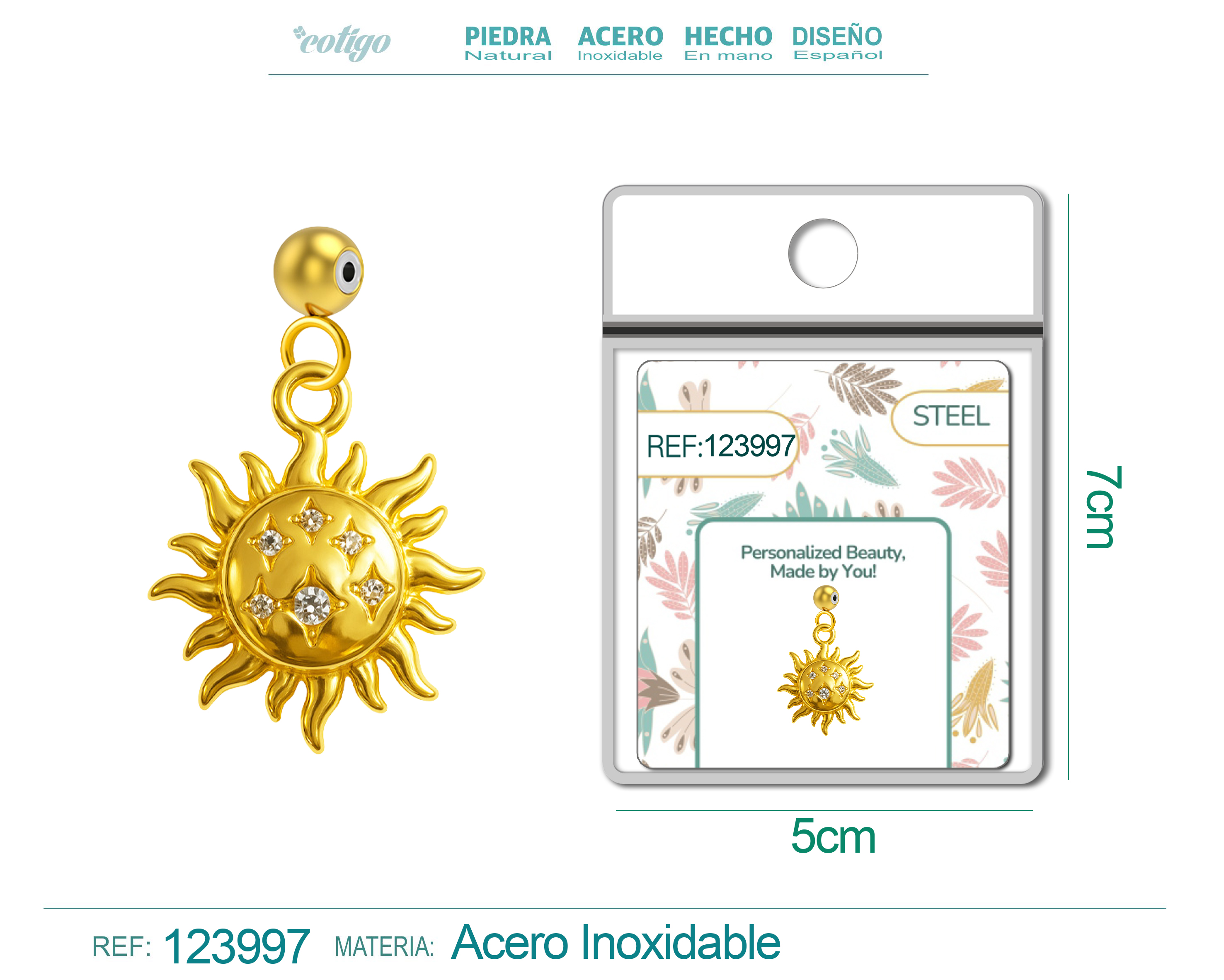 CHARM de Cobre Chapado Oro 14K con Circonita-con Bola de Goma