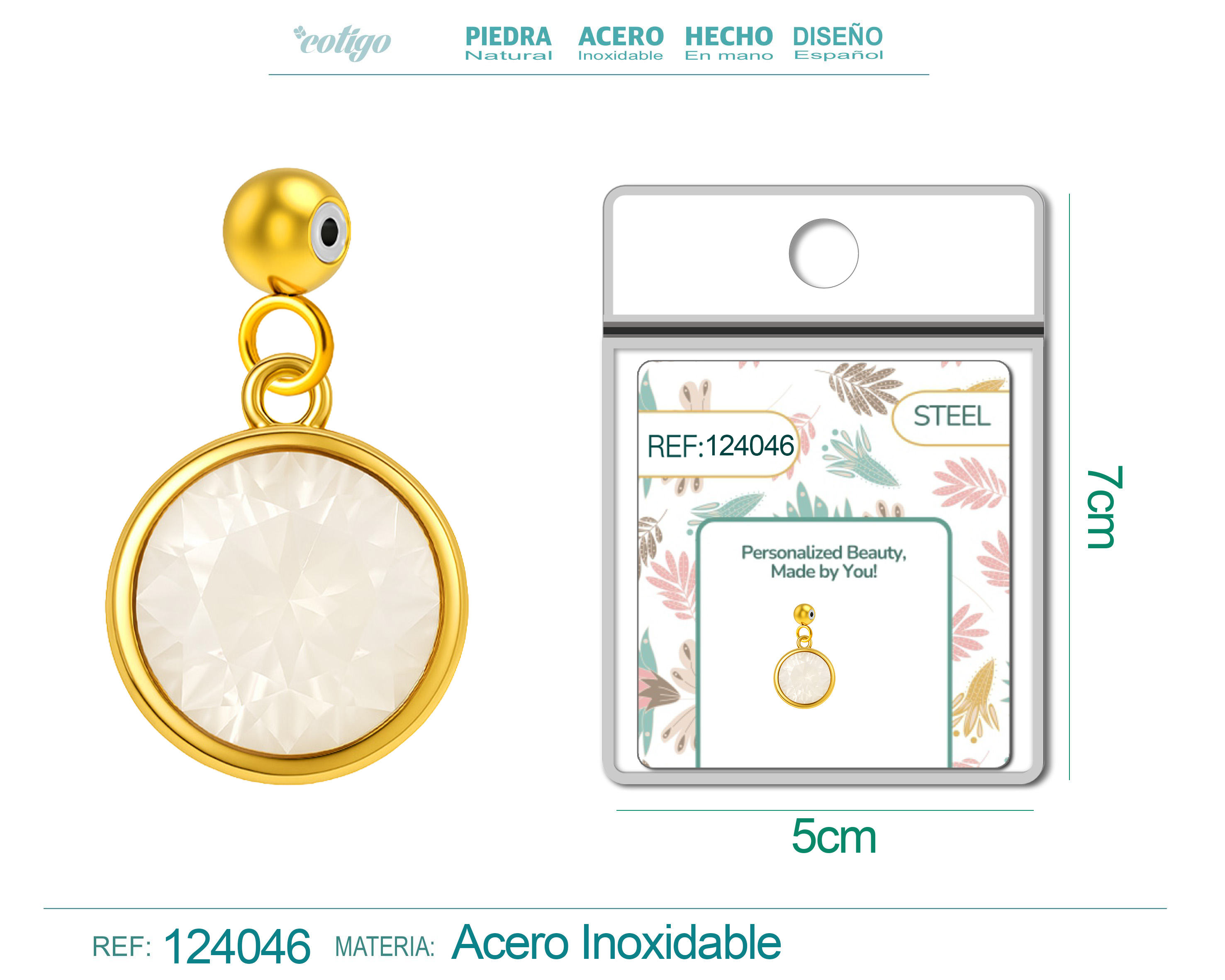 CHARM Acero Dorado con piedra Nacimiento de JUNIO-con Bola de Goma