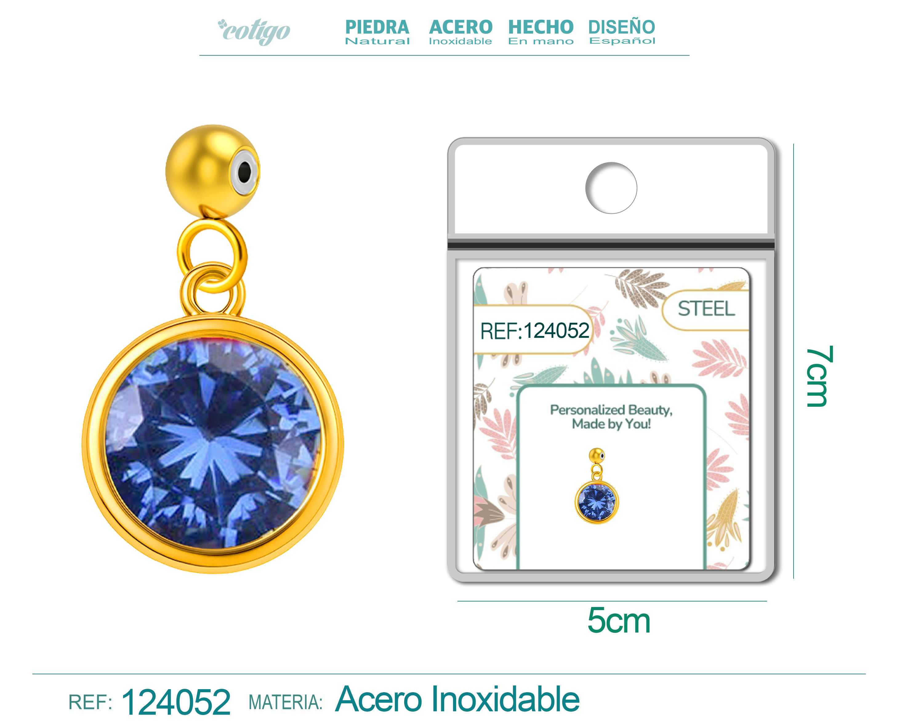 CHARM Acero Dorado con piedra Nacimiento de DICIEMBRE-con Bola de Goma