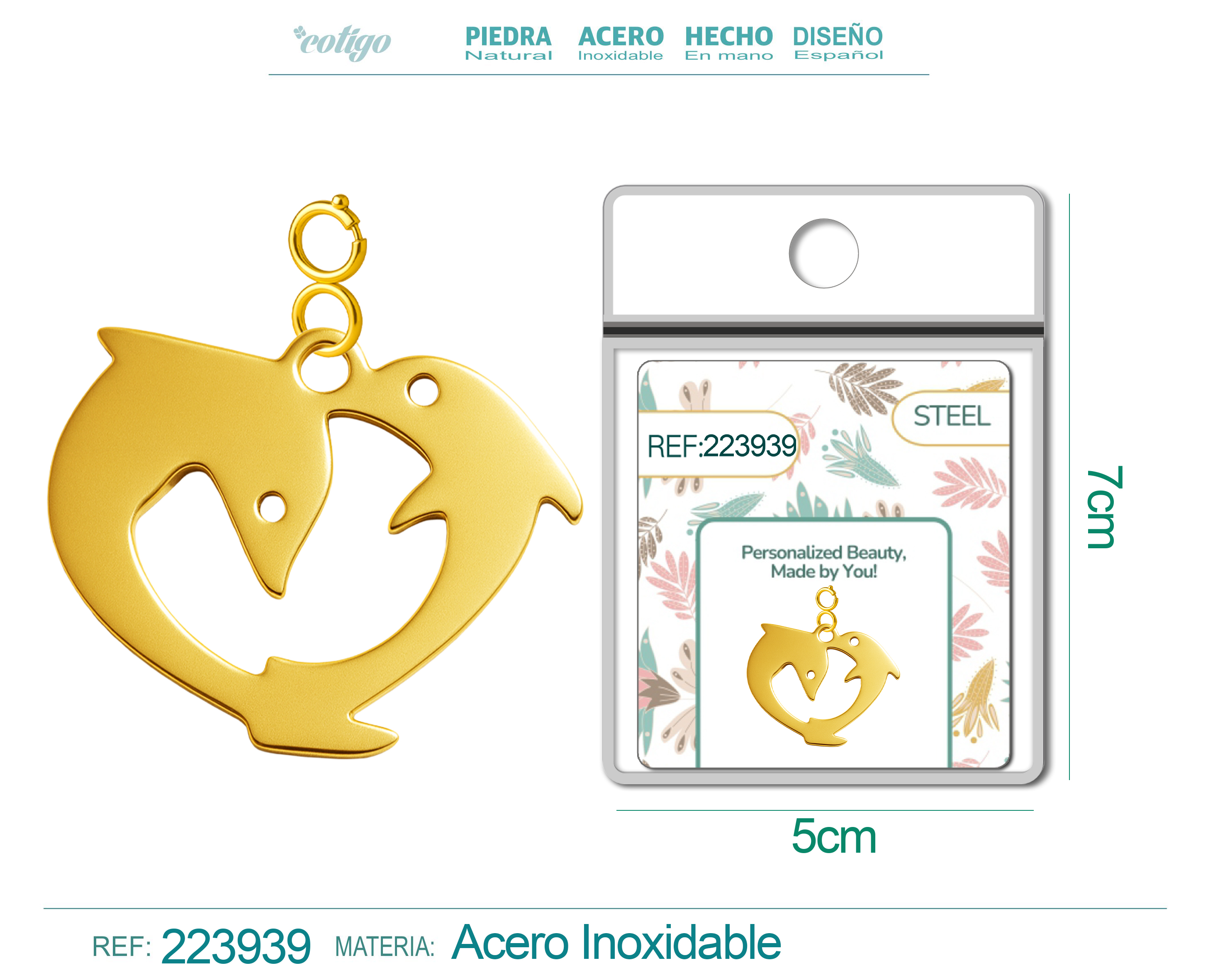CHARM Acero Inoxidable color Dorado -con Cierre