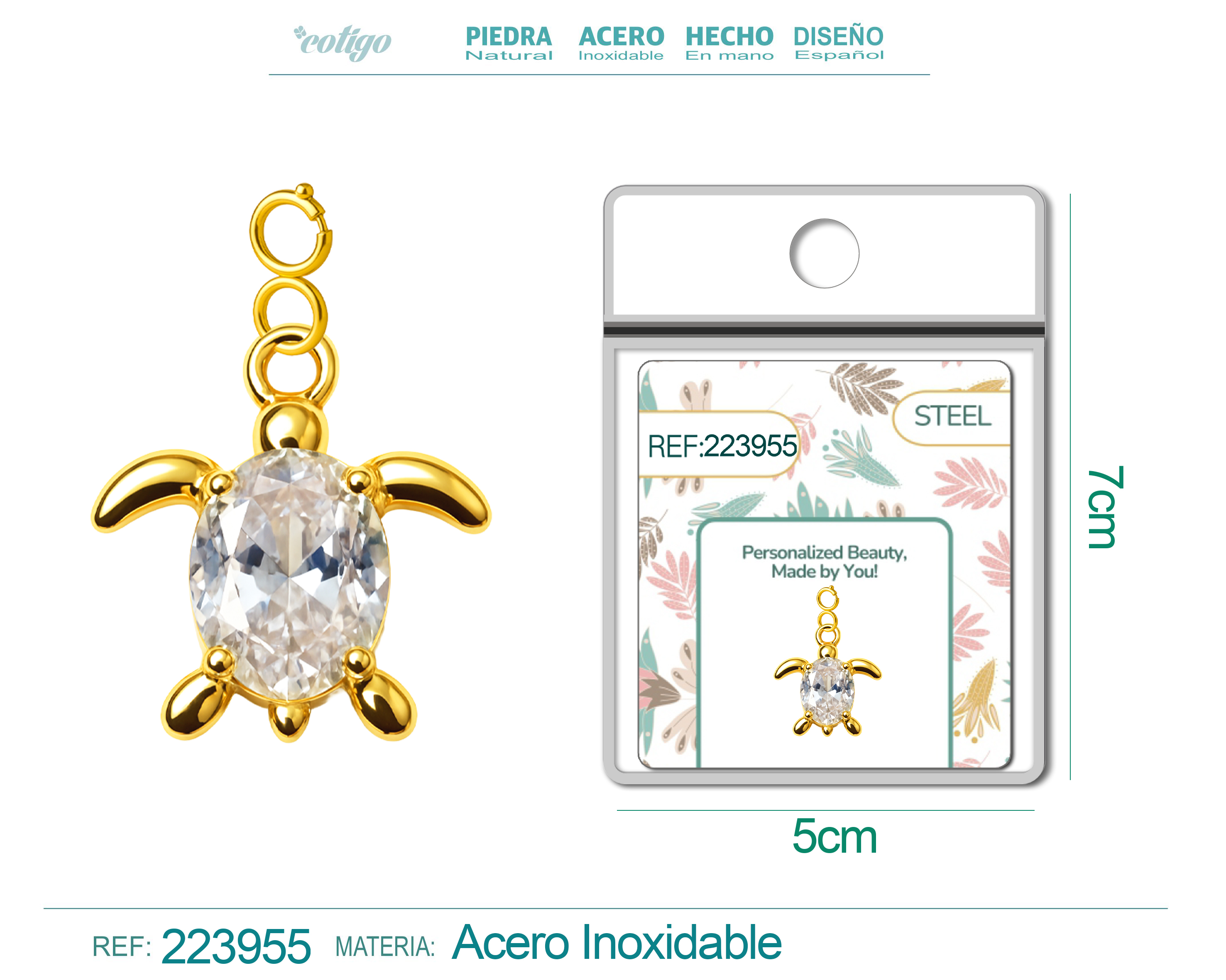 CHARM de Cobre Chapado a Oro 14K con Circonita-con Cierre