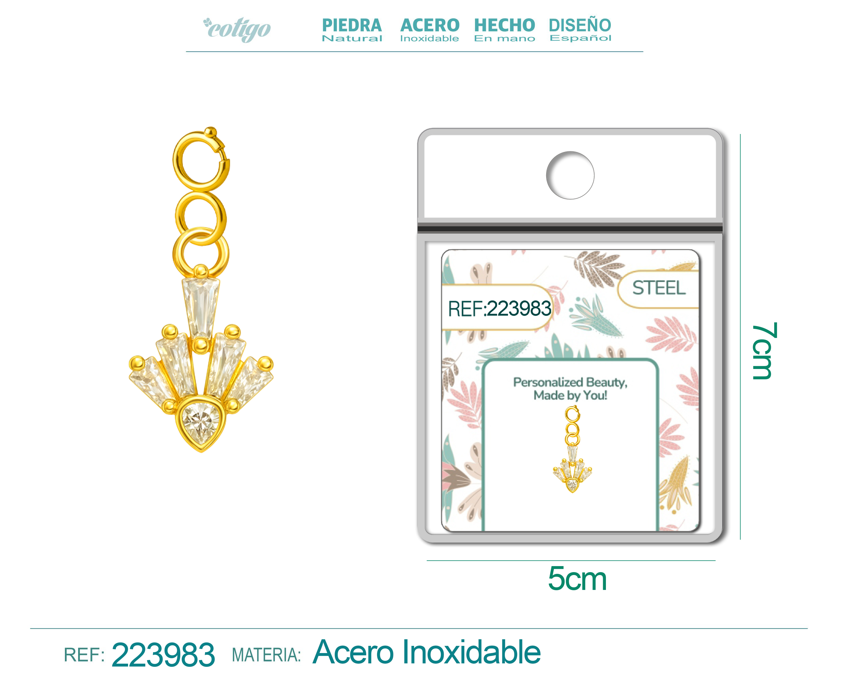 CHARM de Cobre Chapado a Oro 14K con Circonita-con Cierre