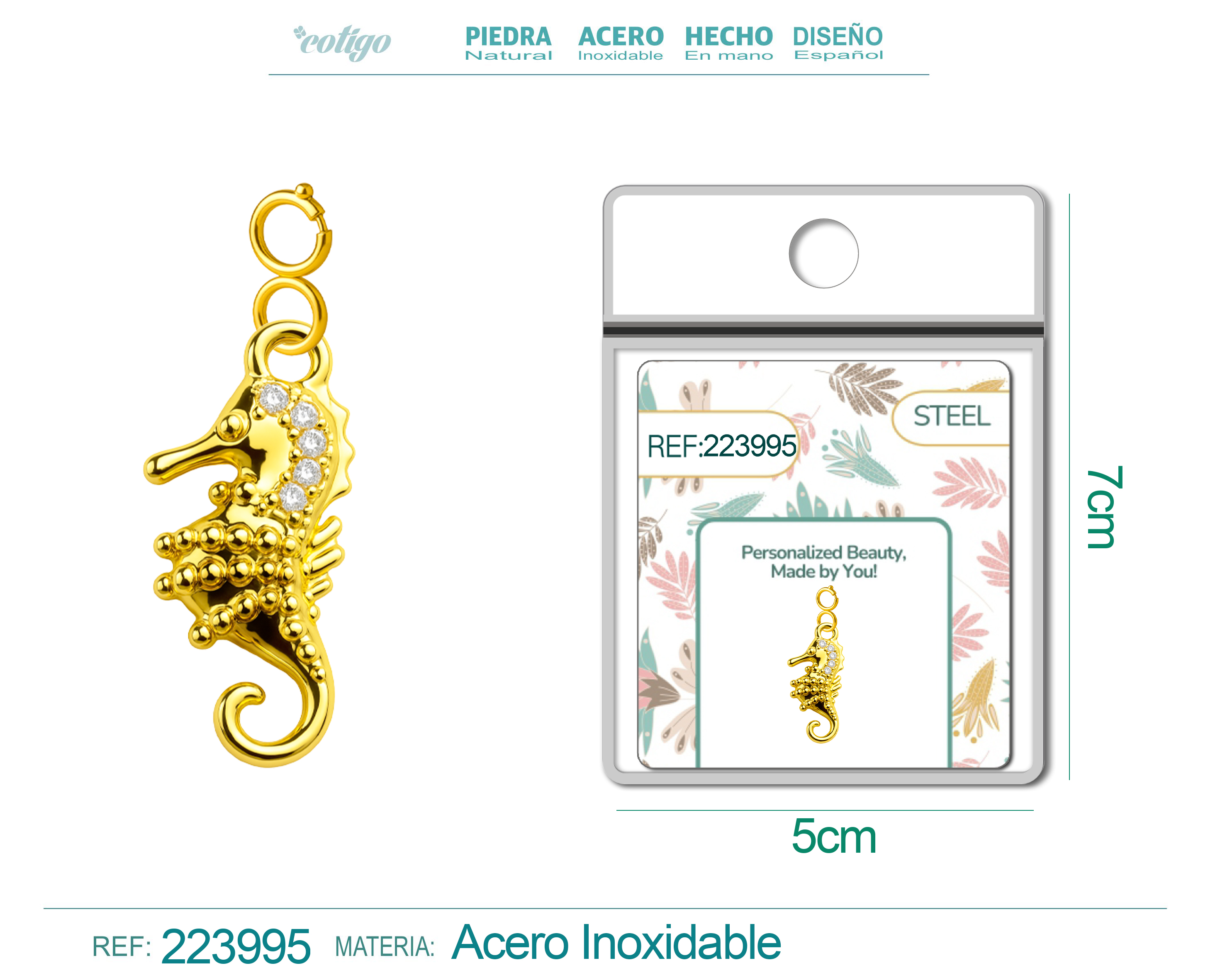 CHARM de Cobre Chapado a Oro 14K con Circonita-con Cierre