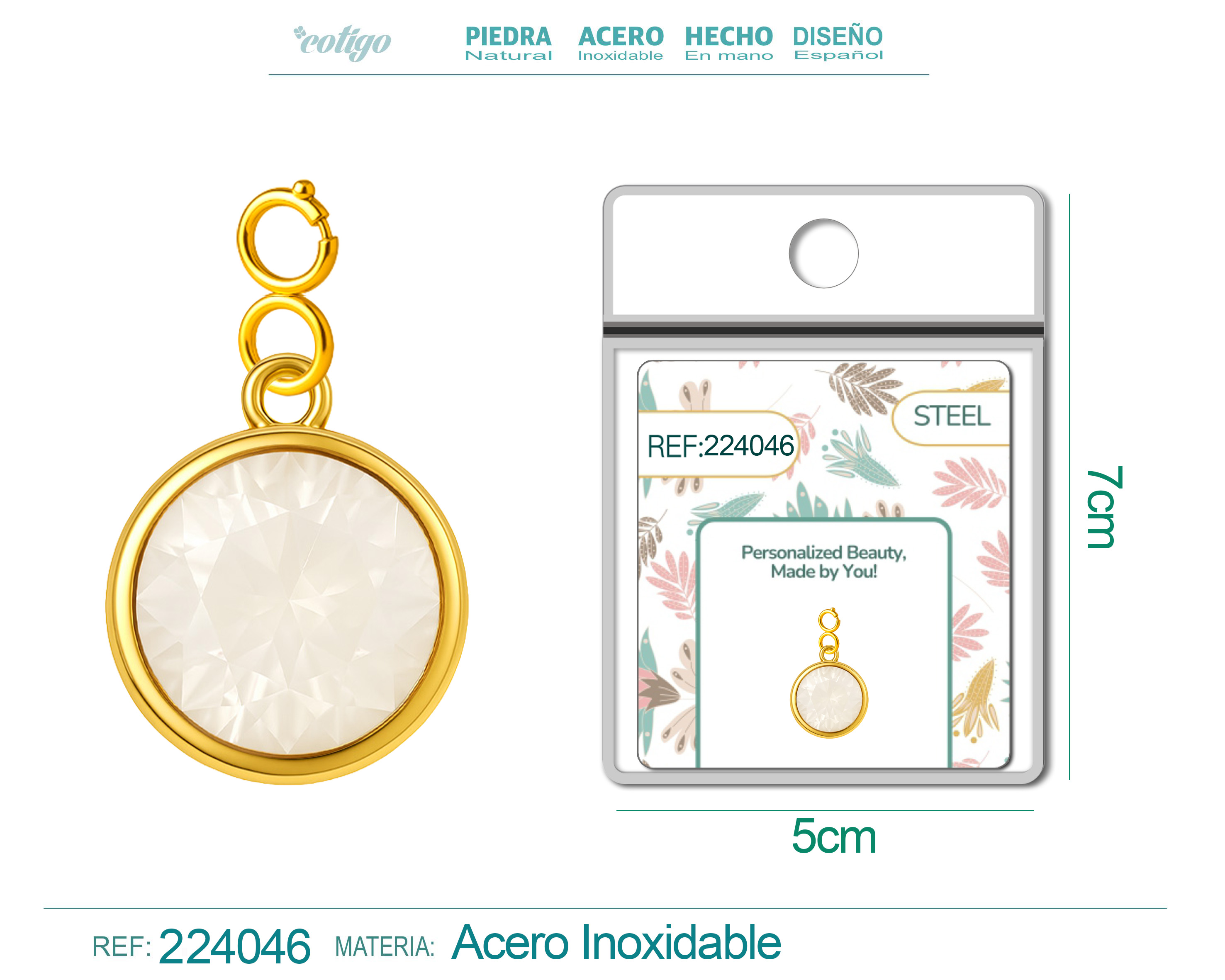 CHARM Acero Dorado con piedra Nacimiento de JUNIO-con Cierre