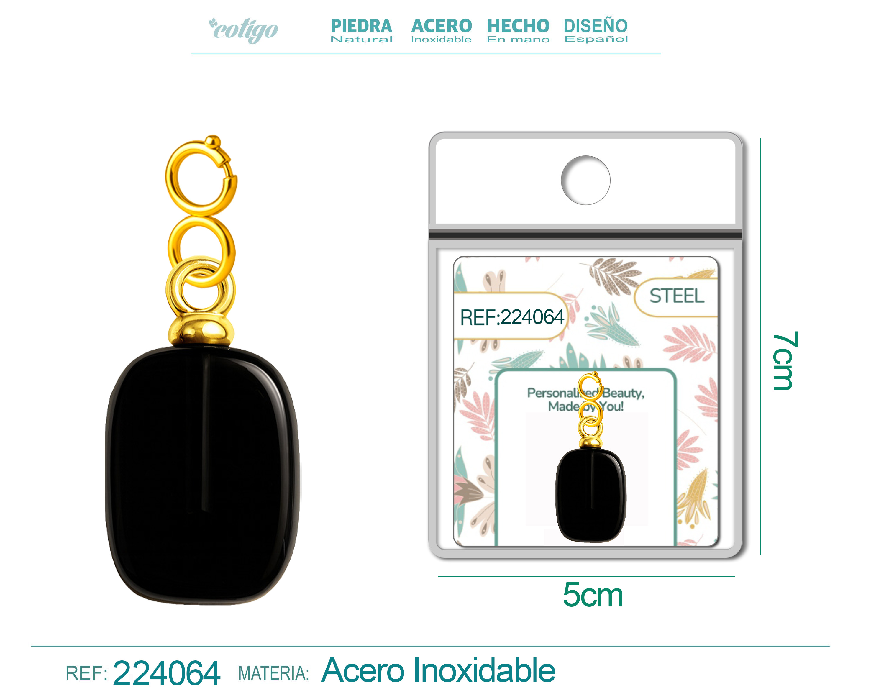 CHARM Acero Dorado Chapado Oro 14 K-con Cierre