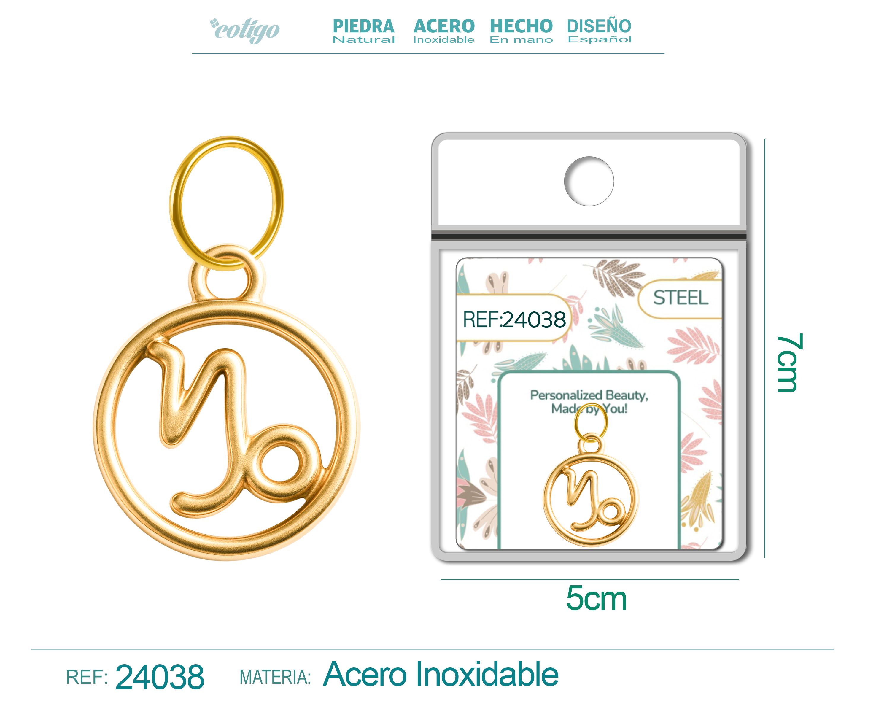 CHARM de Zodíaco Capricórnio Acero color Dorado