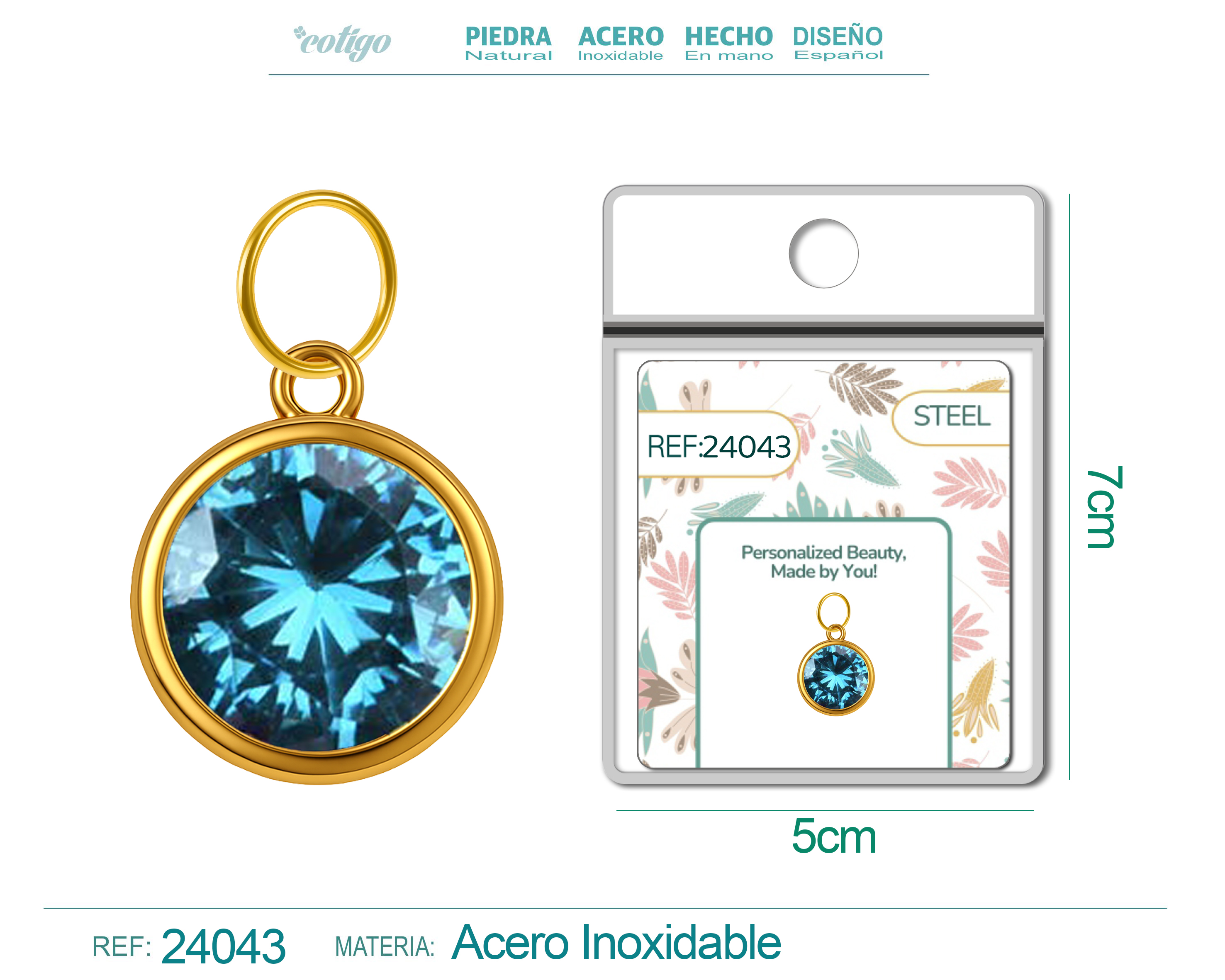 CHARM Acero Dorado con piedra Nacimiento de MARZO