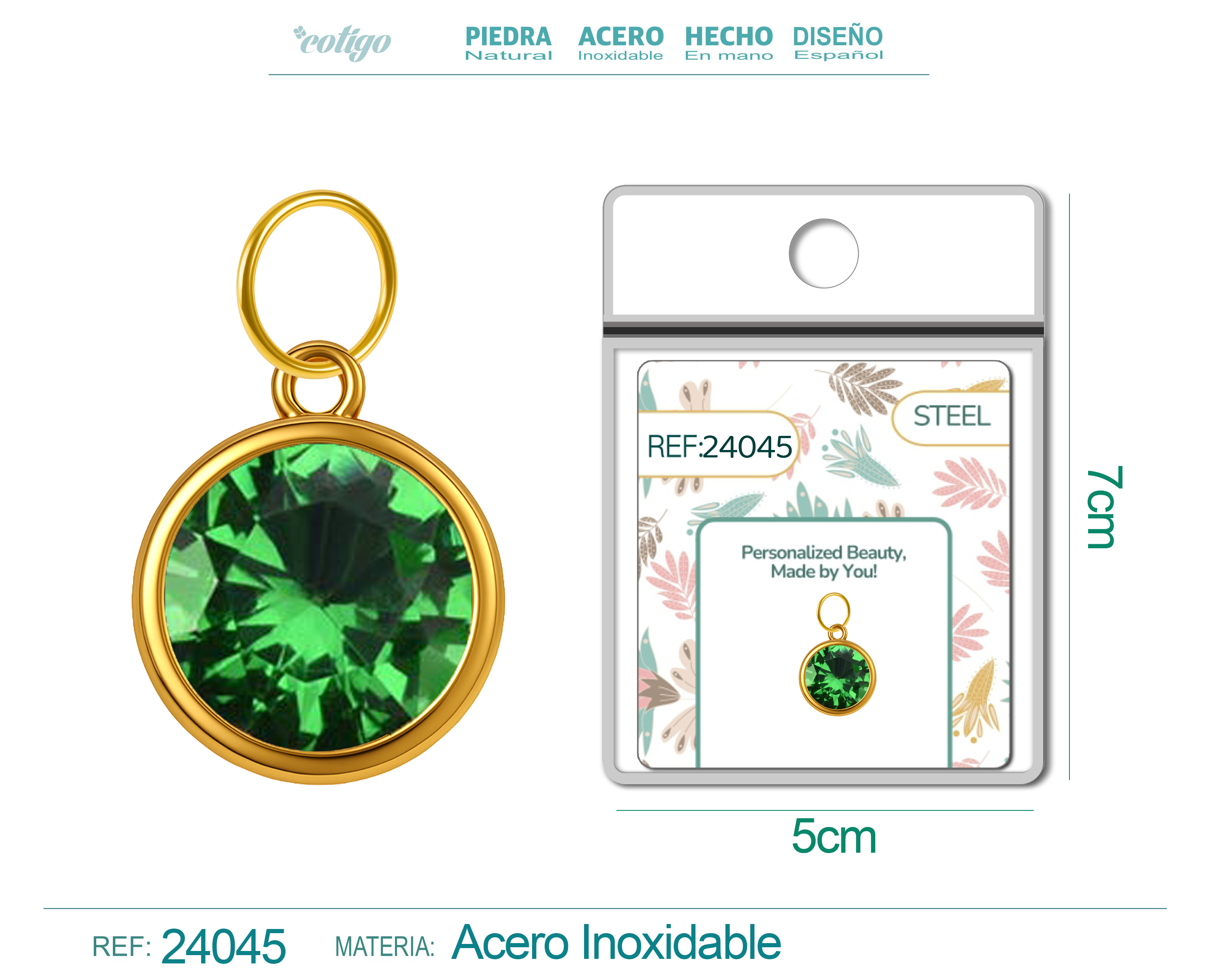 CHARM Acero Dorado con piedra Nacimiento de MAYO