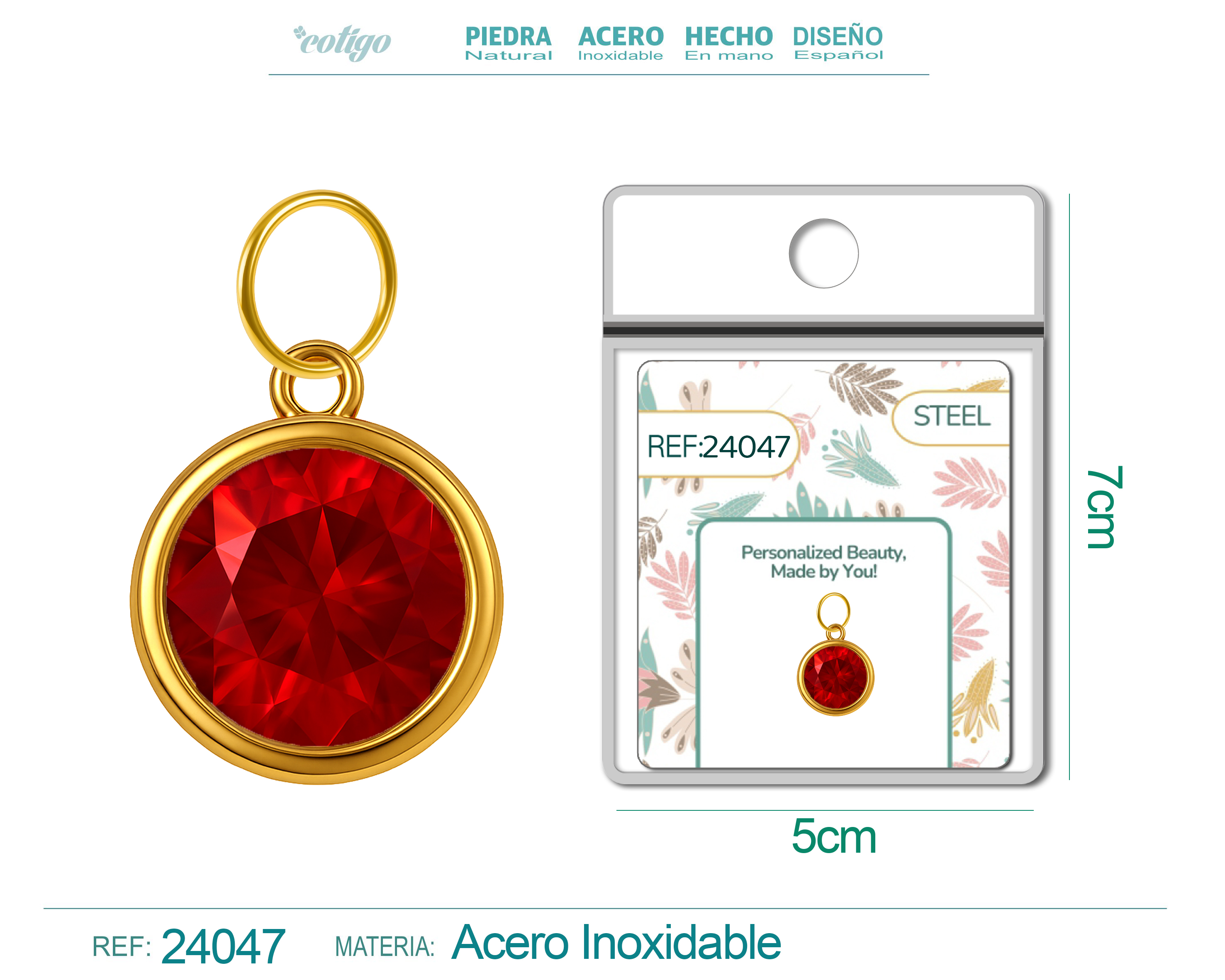 CHARM Acero Dorado con piedra Nacimiento de JULIO