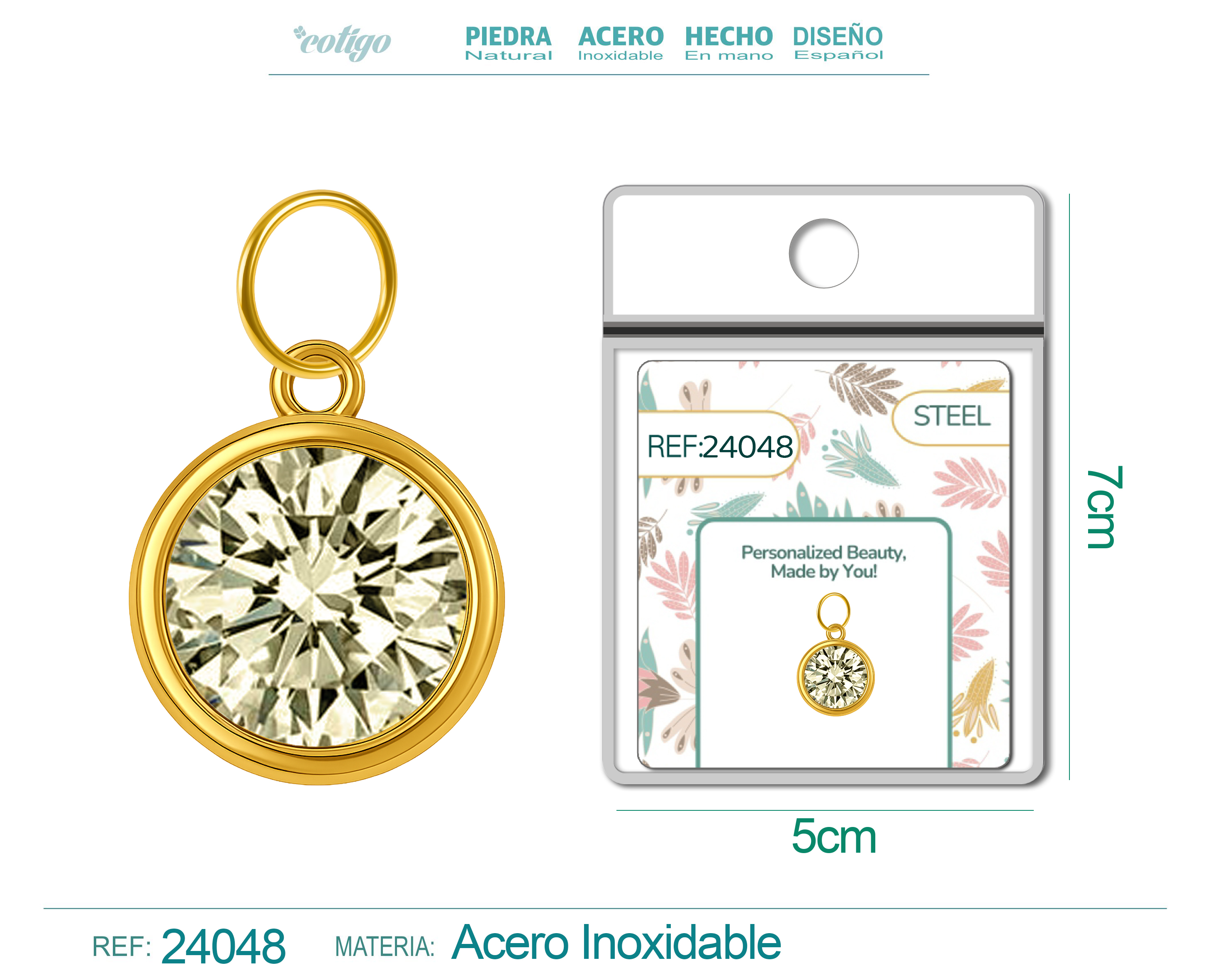 CHARM Acero Dorado con piedra Nacimiento de AGOSTO