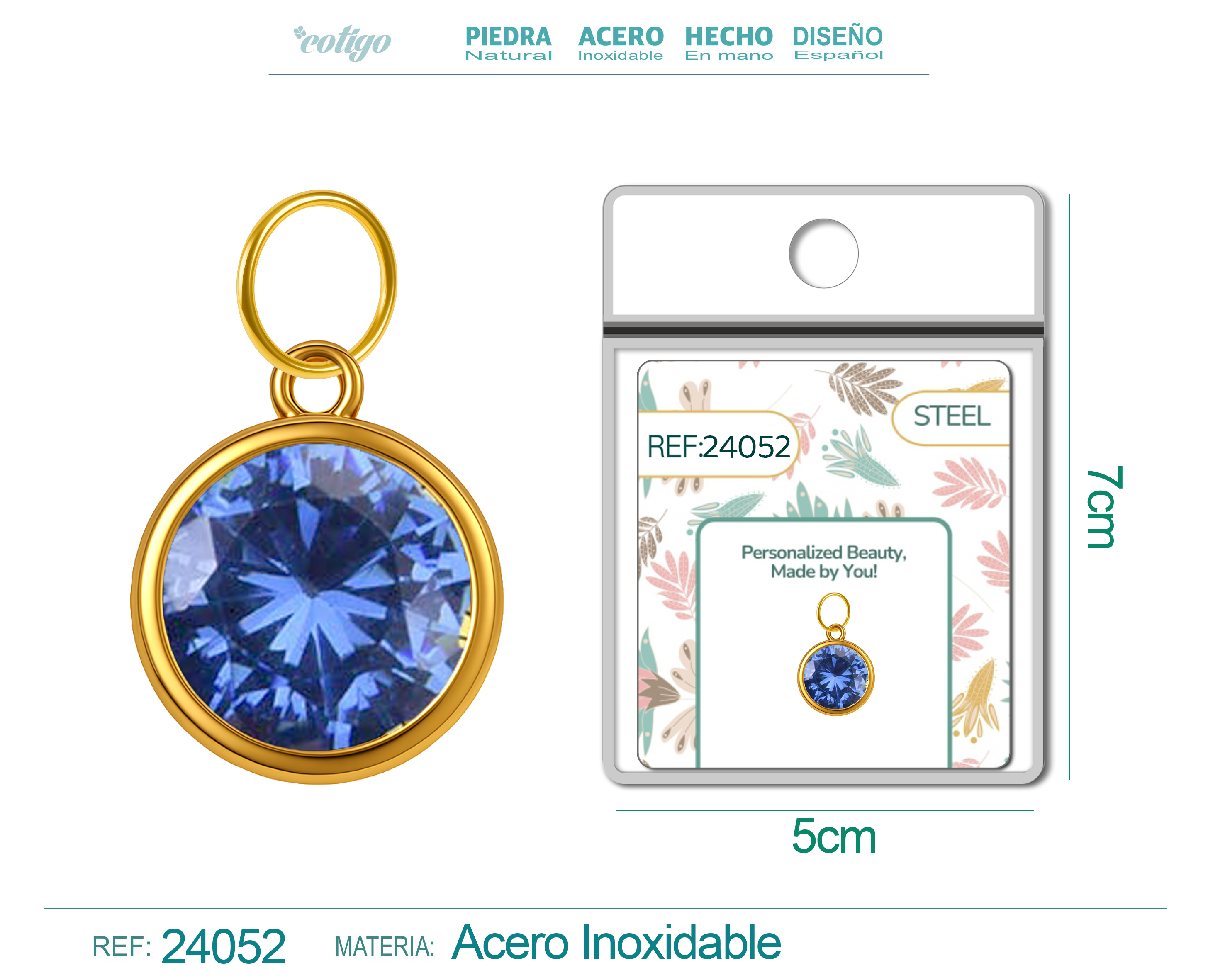 CHARM Acero Dorado con piedra Nacimiento de DICIEMBRE
