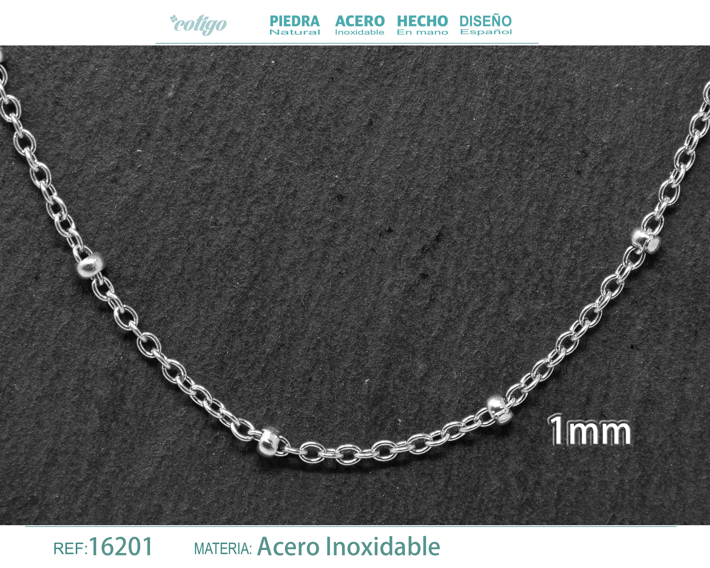 Collar de Cadena Acero Plateado