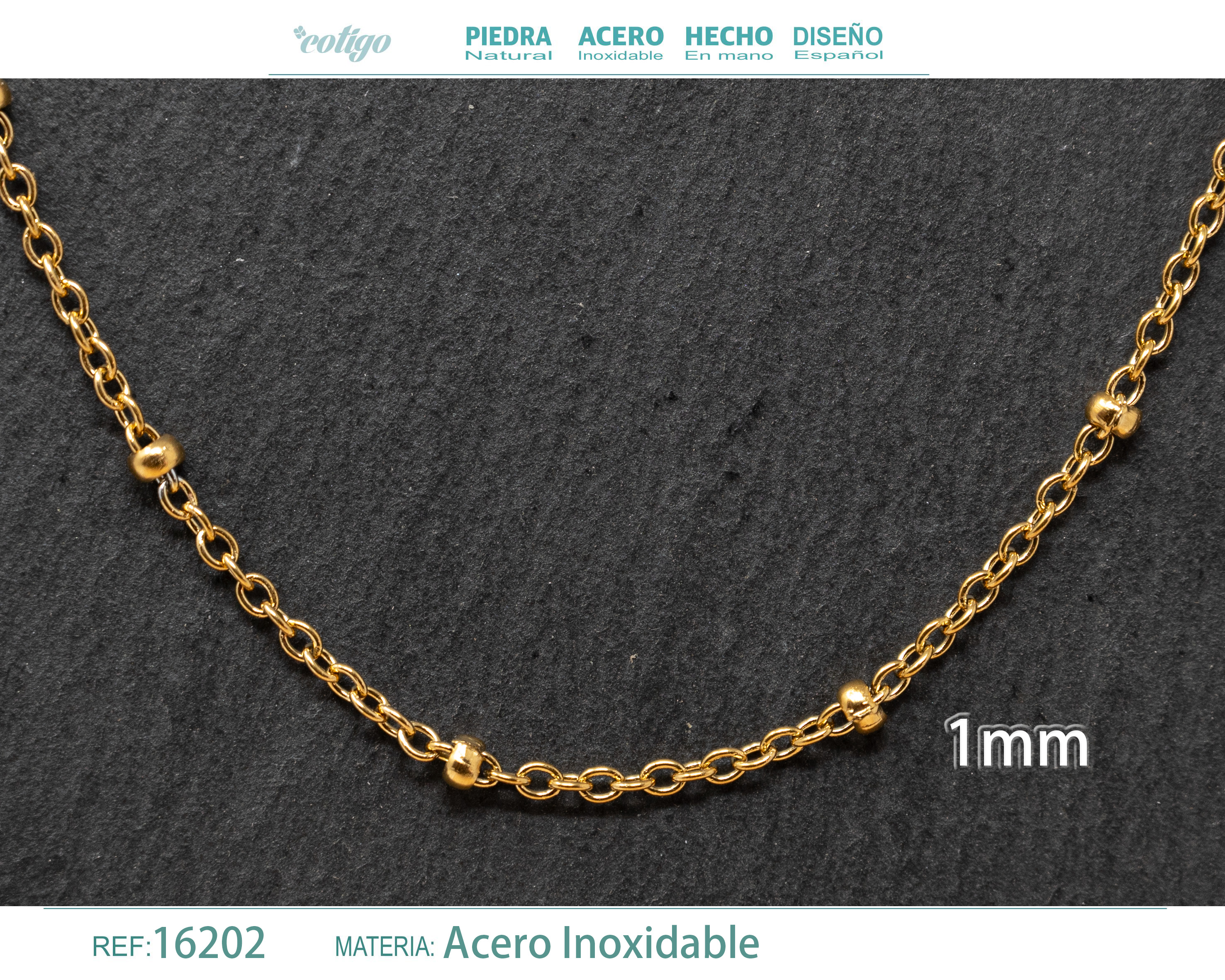 Collar de Cadena Acero Dorado