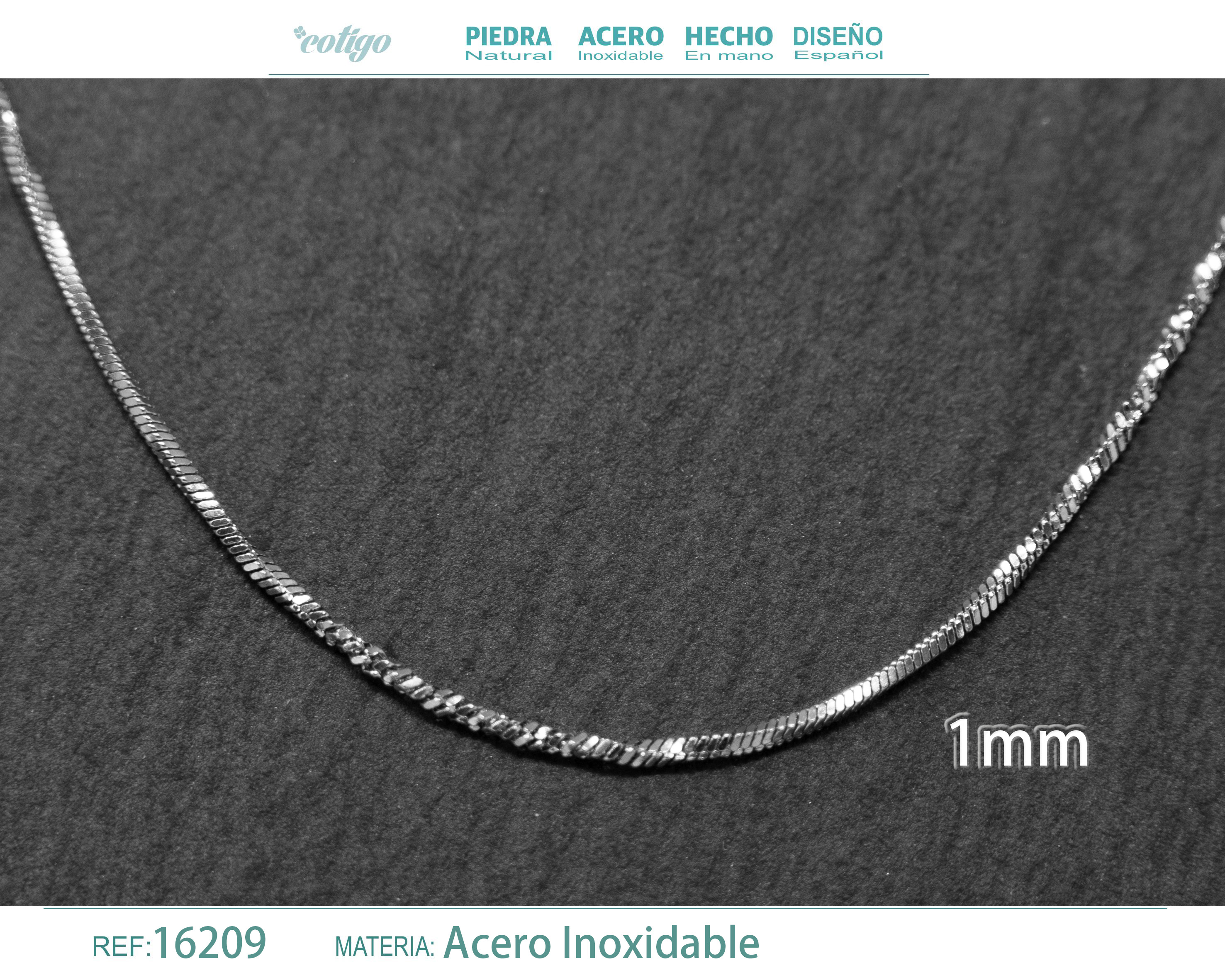 Collar de Cadena Acero Plateado