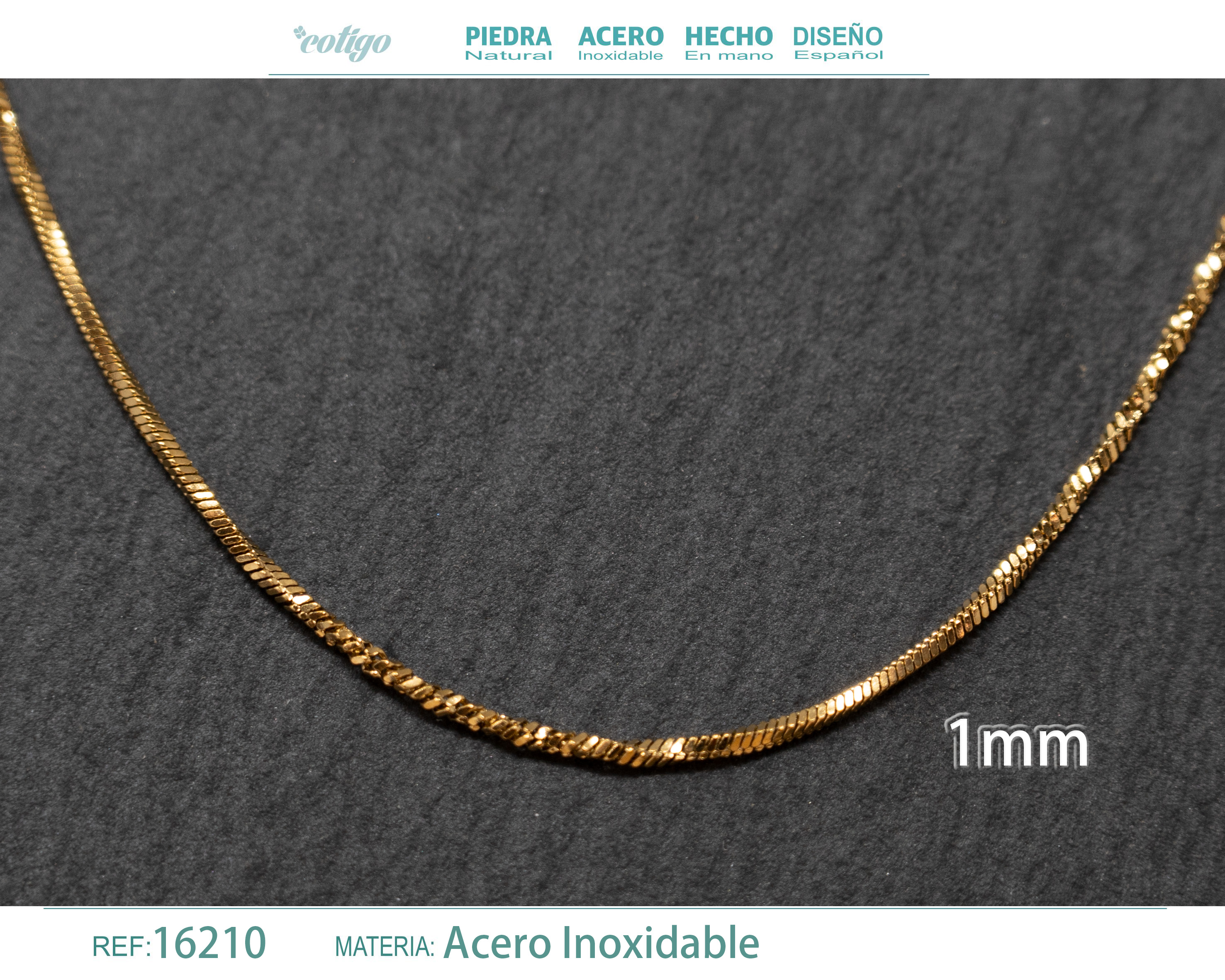 Collar de Cadena Acero Dorado