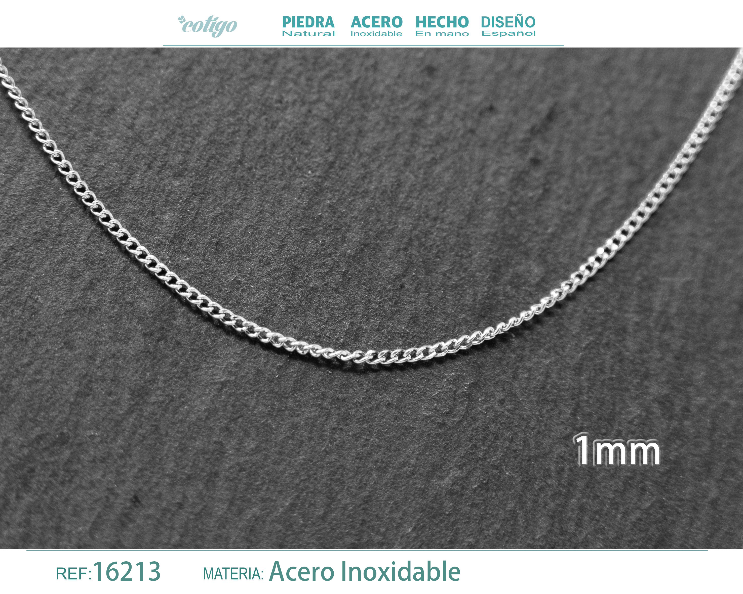 Collar de Cadena Acero Plateado