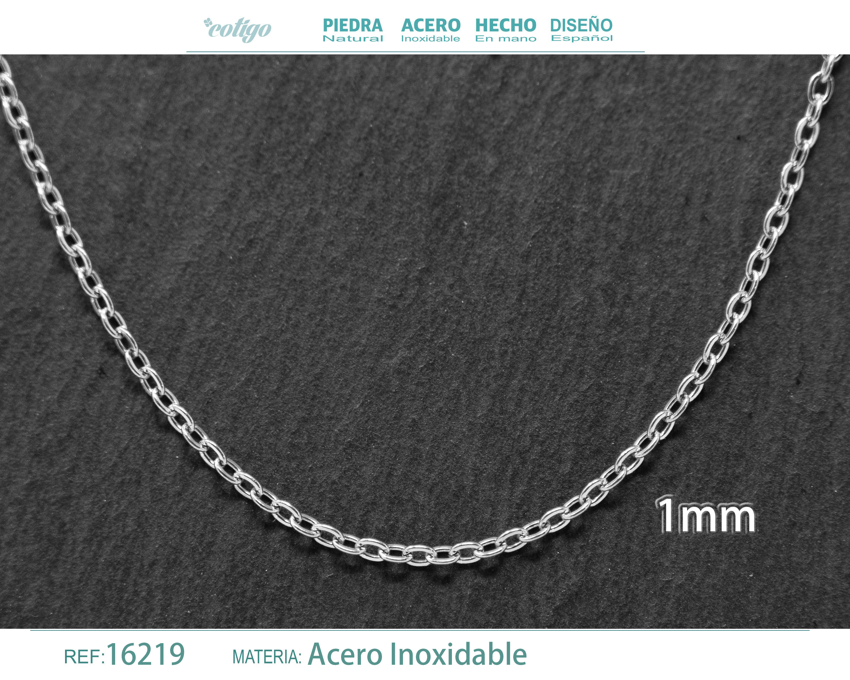 Collar de Cadena Acero Plateado