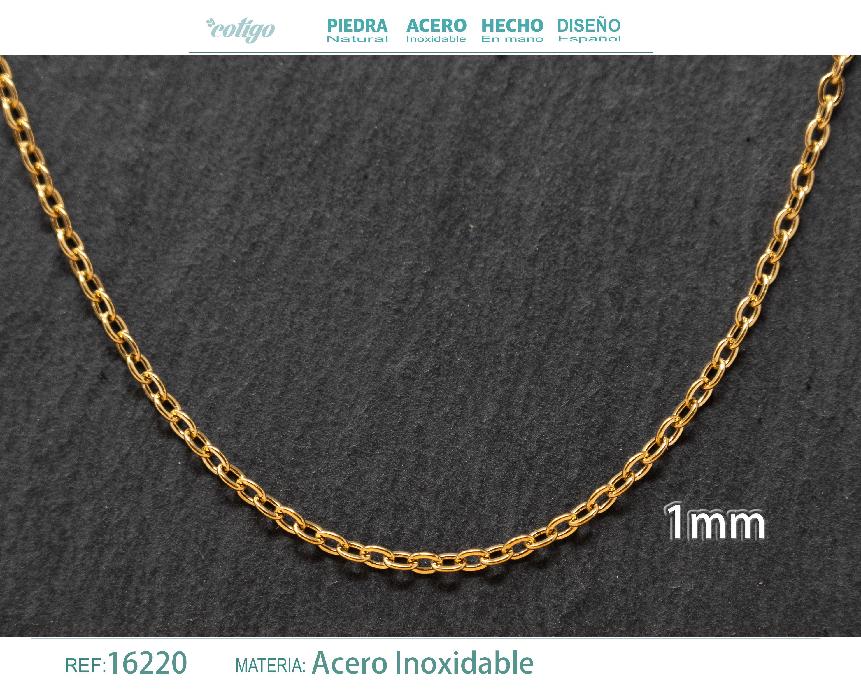 Collar de Cadena Acero Dorado