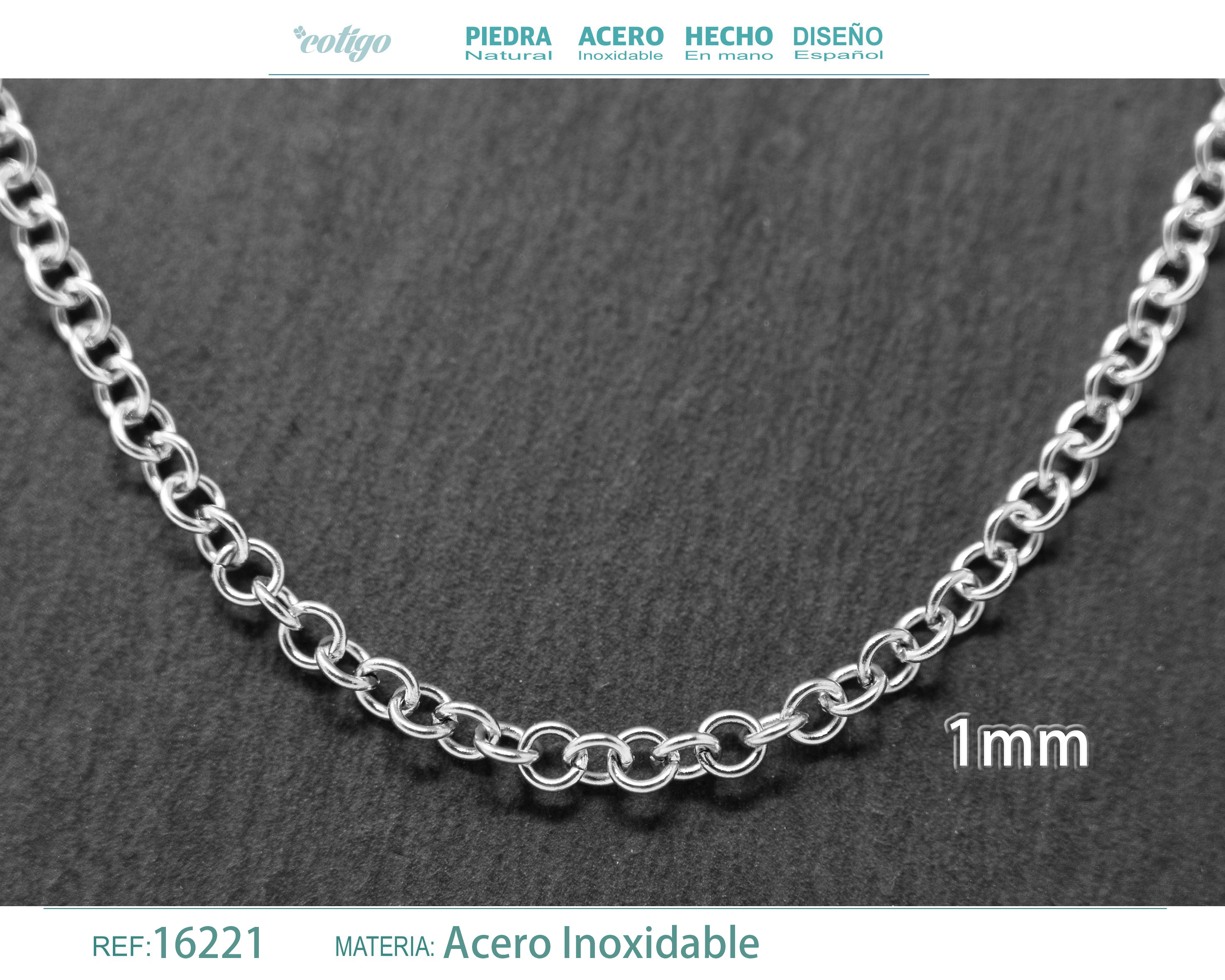 Collar de Cadena Acero Plateado