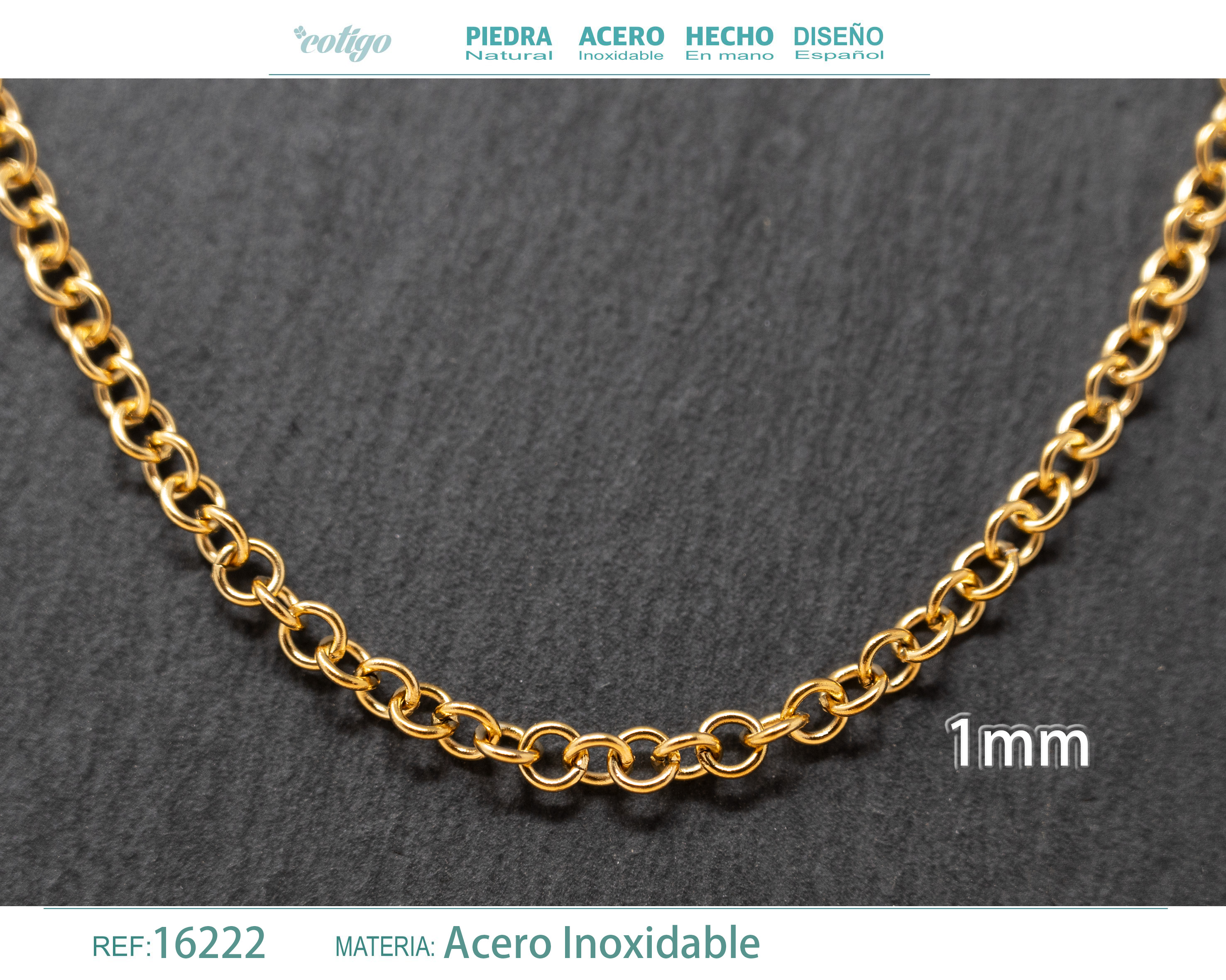 Collar de Cadena Acero Dorado